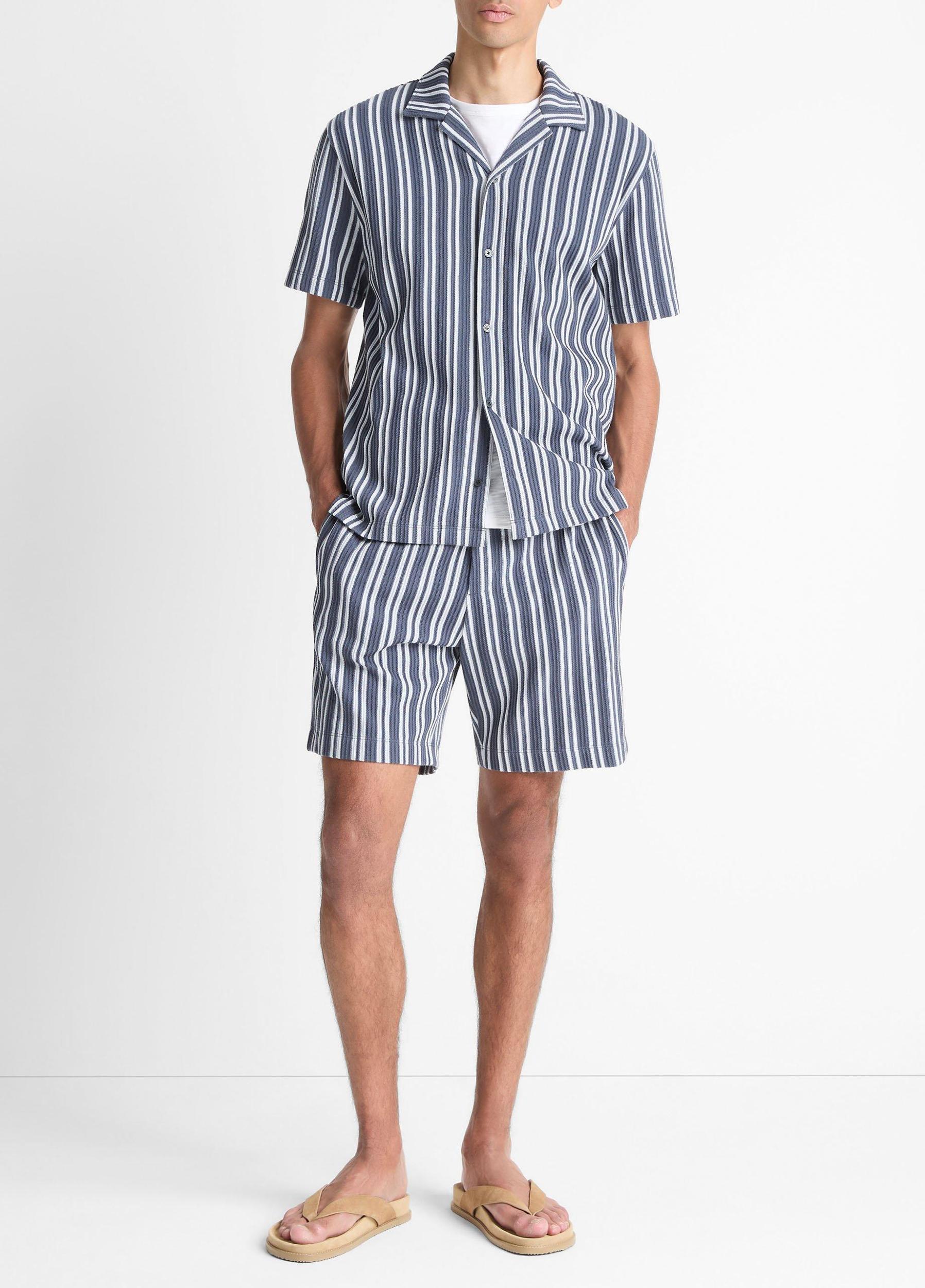 Jacquard-Stripe Cotton-Blend Button-Front Shirt Product Image