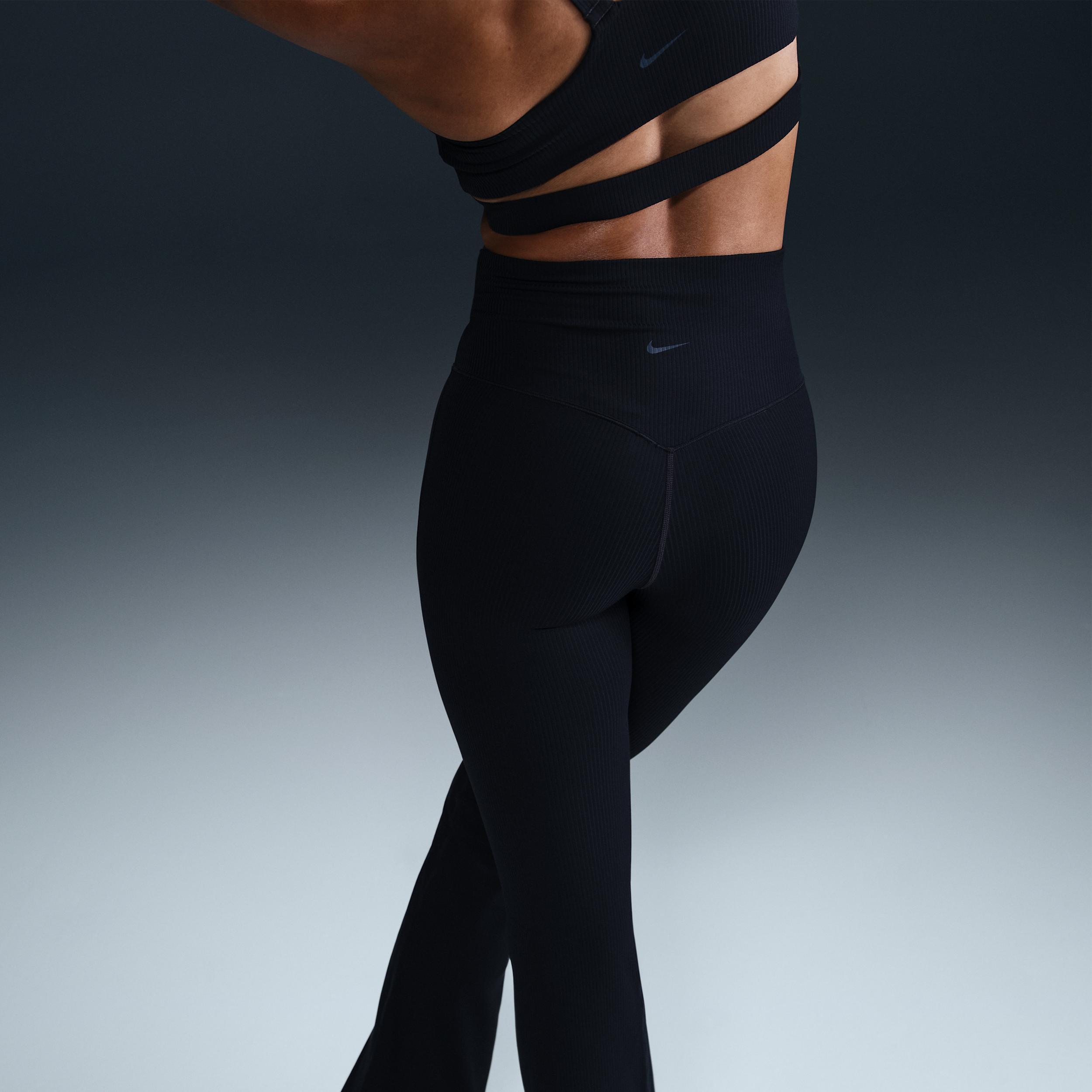 Nike Zenvy Rib Women's Gentle-Support High-Waisted Flared Leggings Product Image