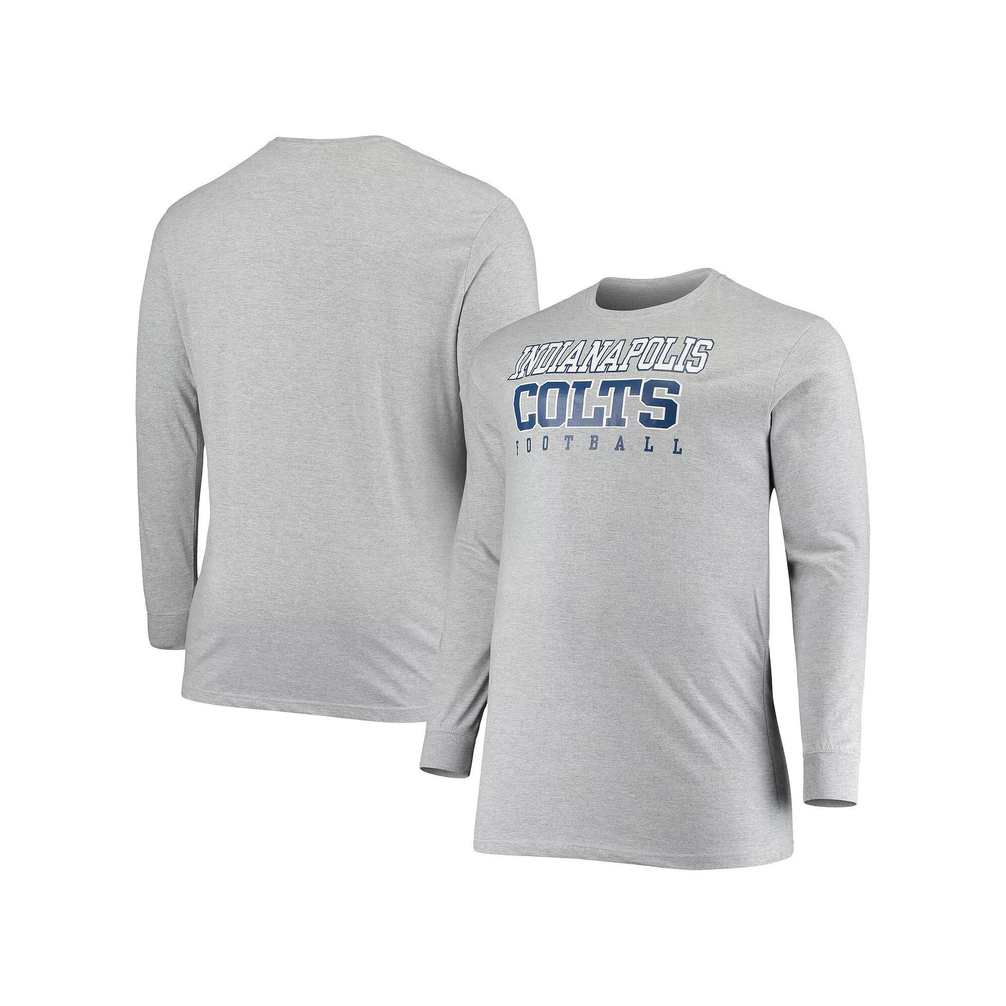 Men's Fanatics Branded Heathered Gray Indianapolis Colts Big & Tall Practice Long Sleeve T-Shirt, Size: 5XB, Grey Product Image