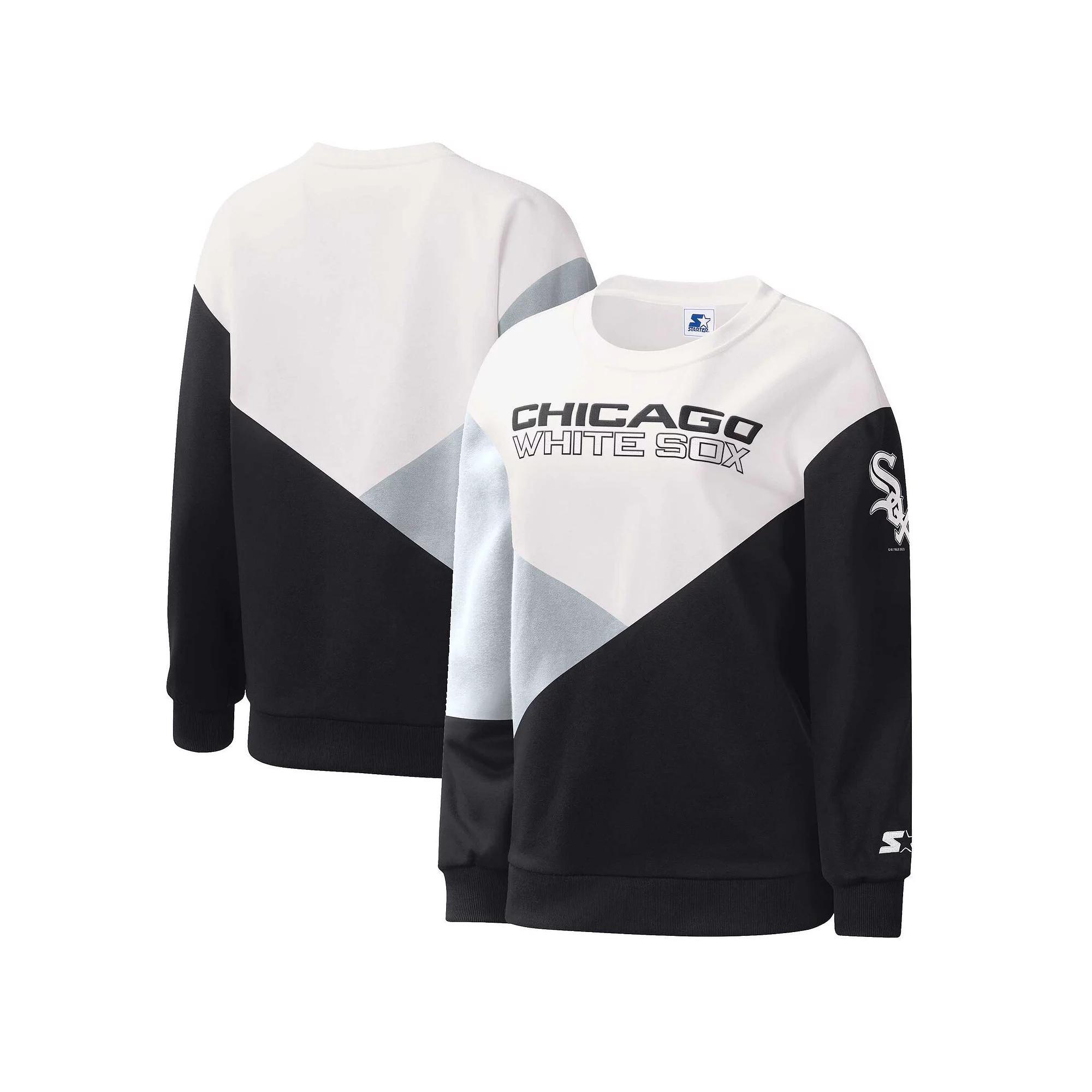 Women's Starter White/Black Chicago White Sox Shutout Pullover Sweatshirt, Size: Medium Product Image