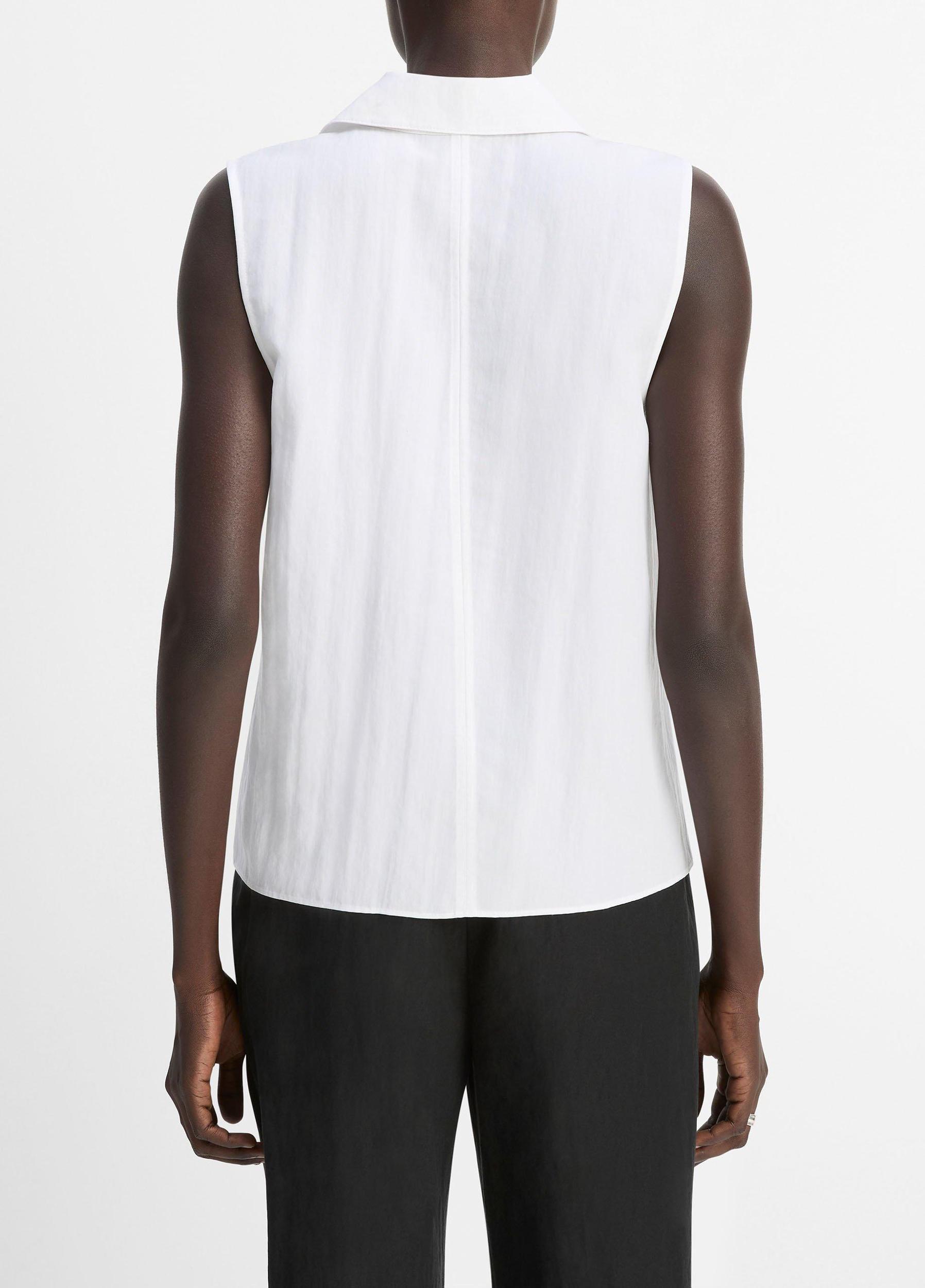 Boxy Sleeveless Button-Front Shirt Product Image