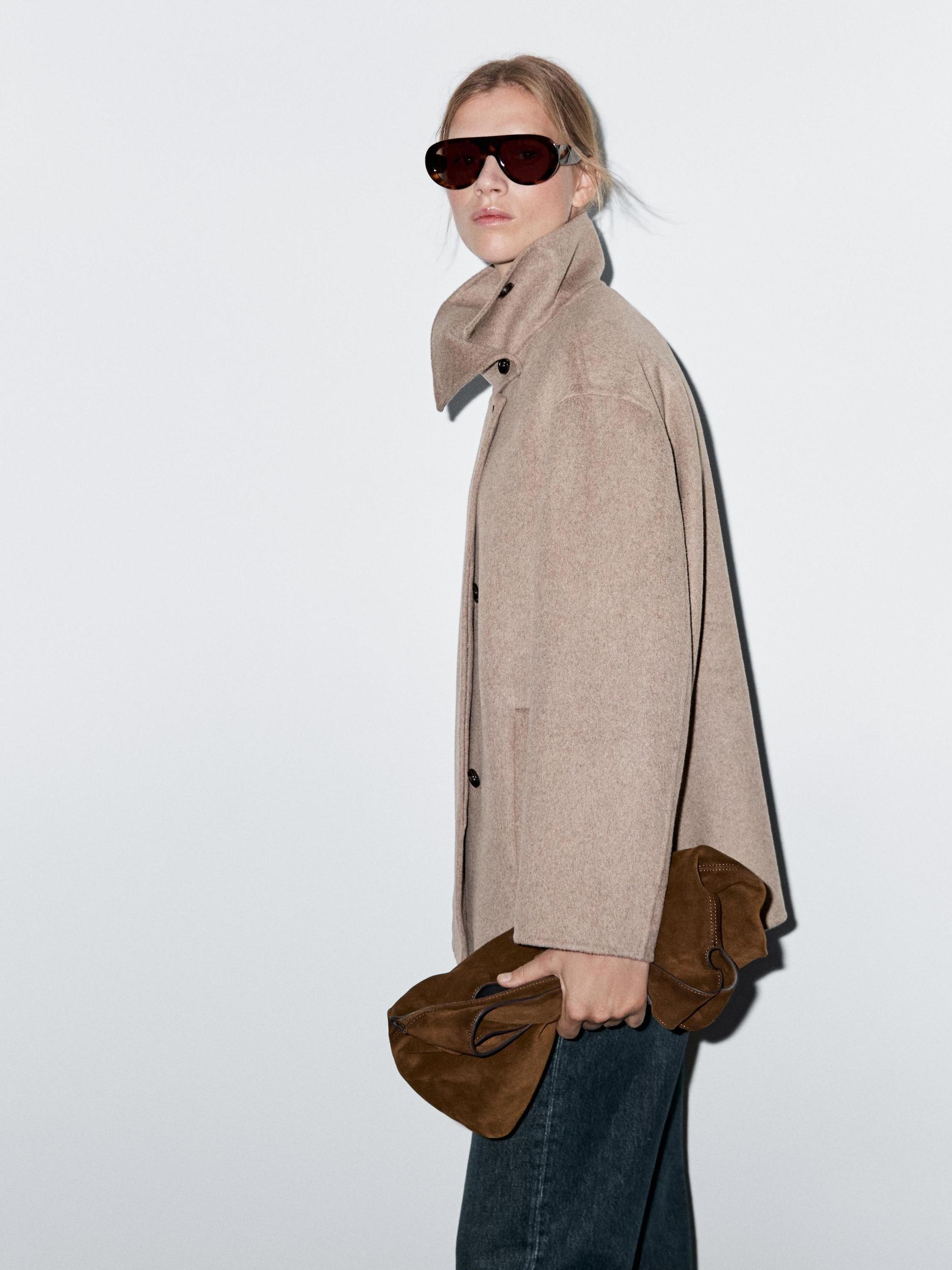 Wool blend high neck coat Product Image