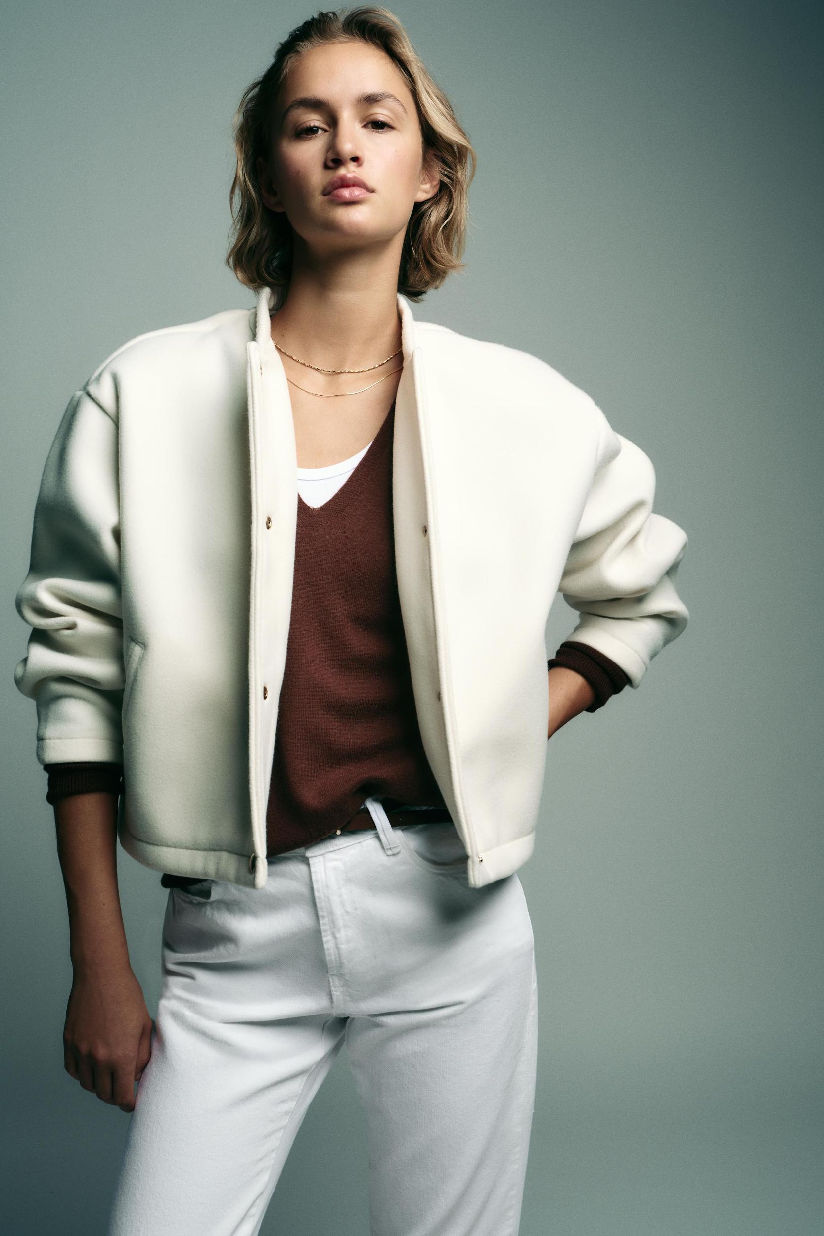 SOFT BOMBER JACKET WITH GOLDEN BUTTONS Product Image