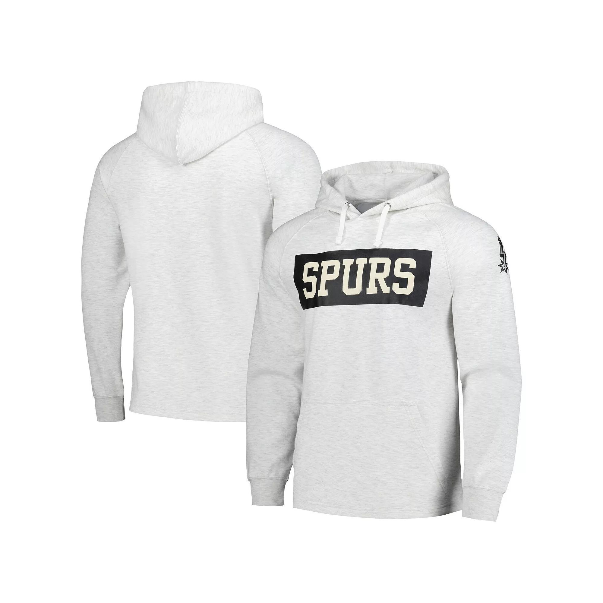 Men's Fanatics Ash San Antonio Spurs Softhand Raglan Tri-Blend Pullover Hoodie,  Product Image