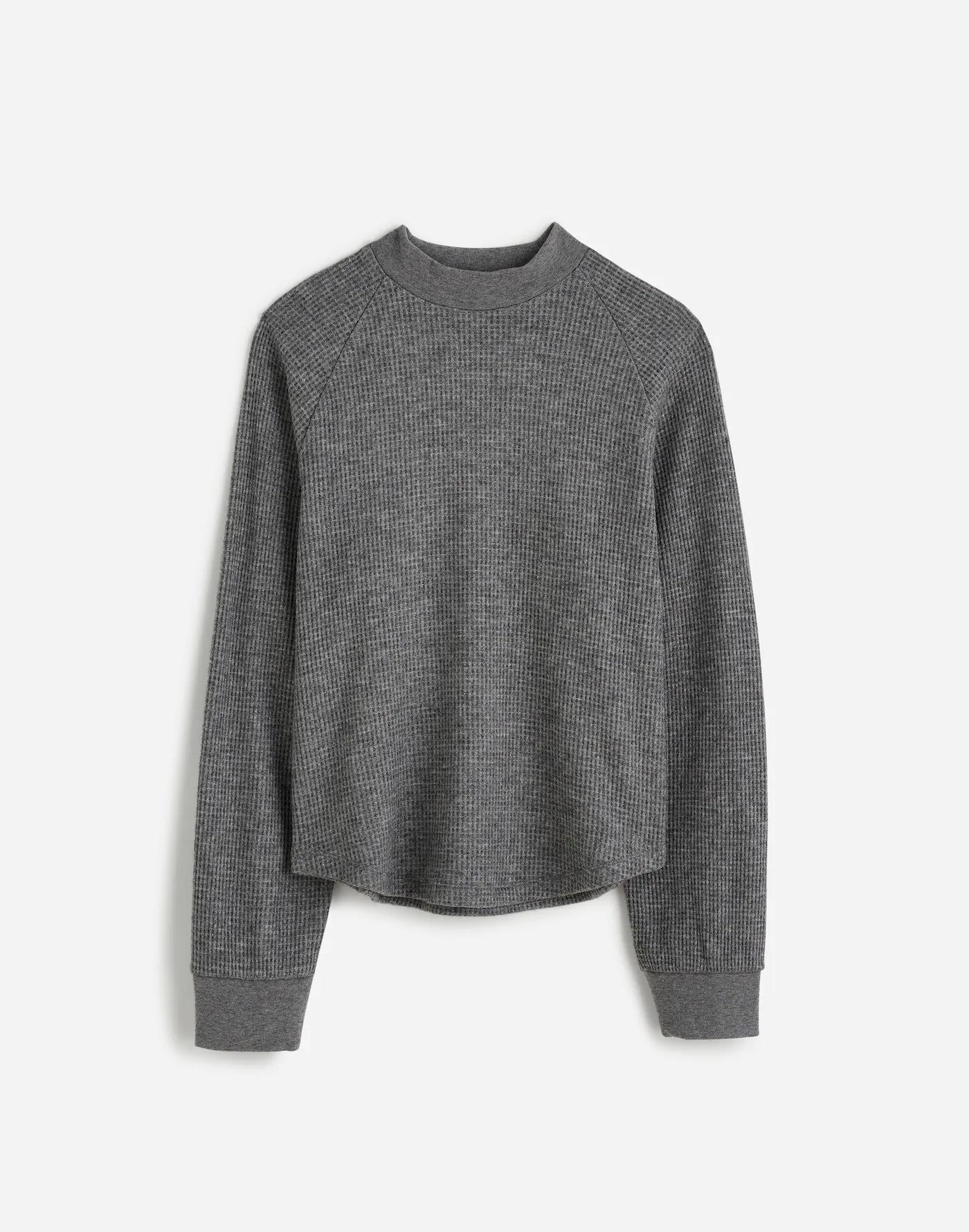 Waffle-Knit Long-Sleeve Crewneck Tee Product Image