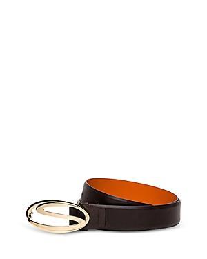 Mens Rectangle S-Buckle Reversible Leather Belt Product Image