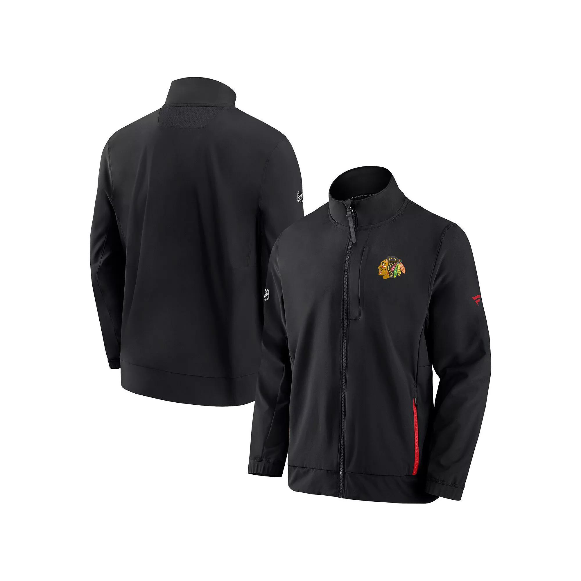 Men's Fanatics Branded Black Chicago Blackhawks Authentic Pro Rink Coaches Full-Zip Jacket, Size: Medium Product Image