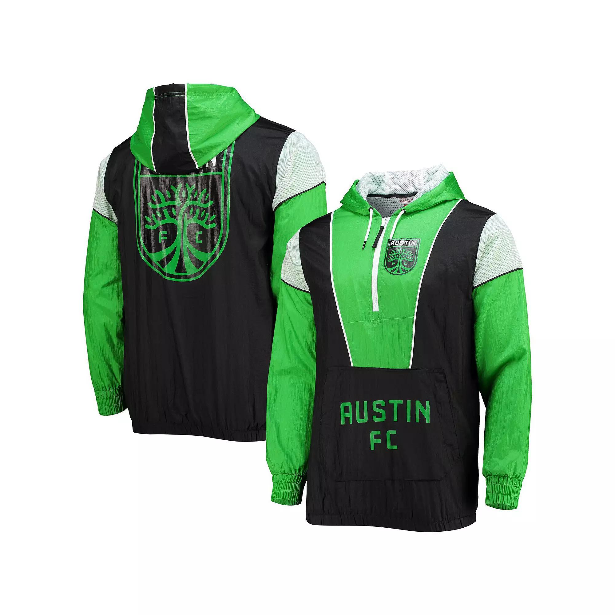 Men's Mitchell & Ness Black Austin FC Highlight Reel Half-Zip Hoodie Windbreaker Jacket, Size: Large, Afc Black Product Image