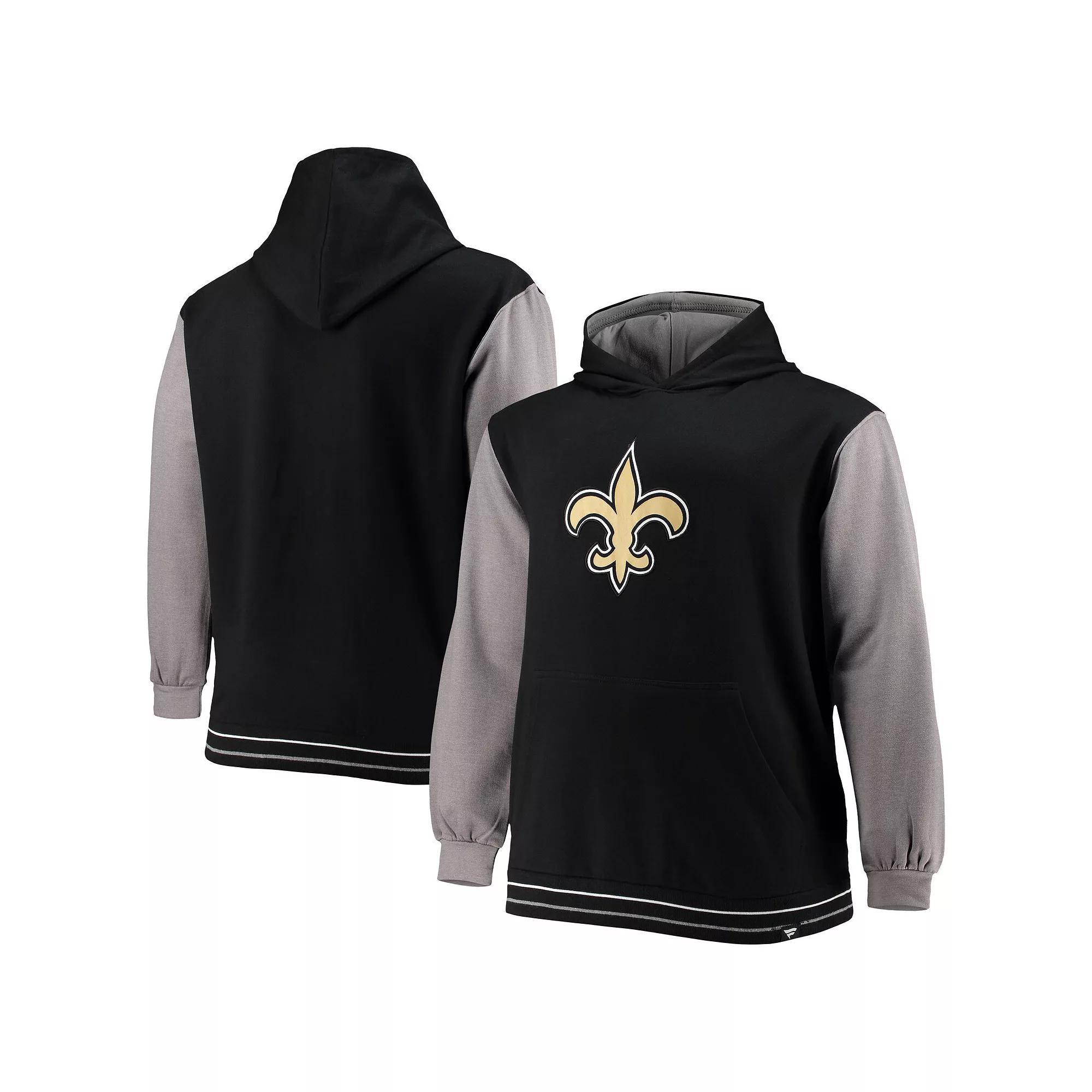 Men's Fanatics Branded Black/Gray New Orleans Saints Big & Tall Block Party Pullover Hoodie, Size: XLT Product Image