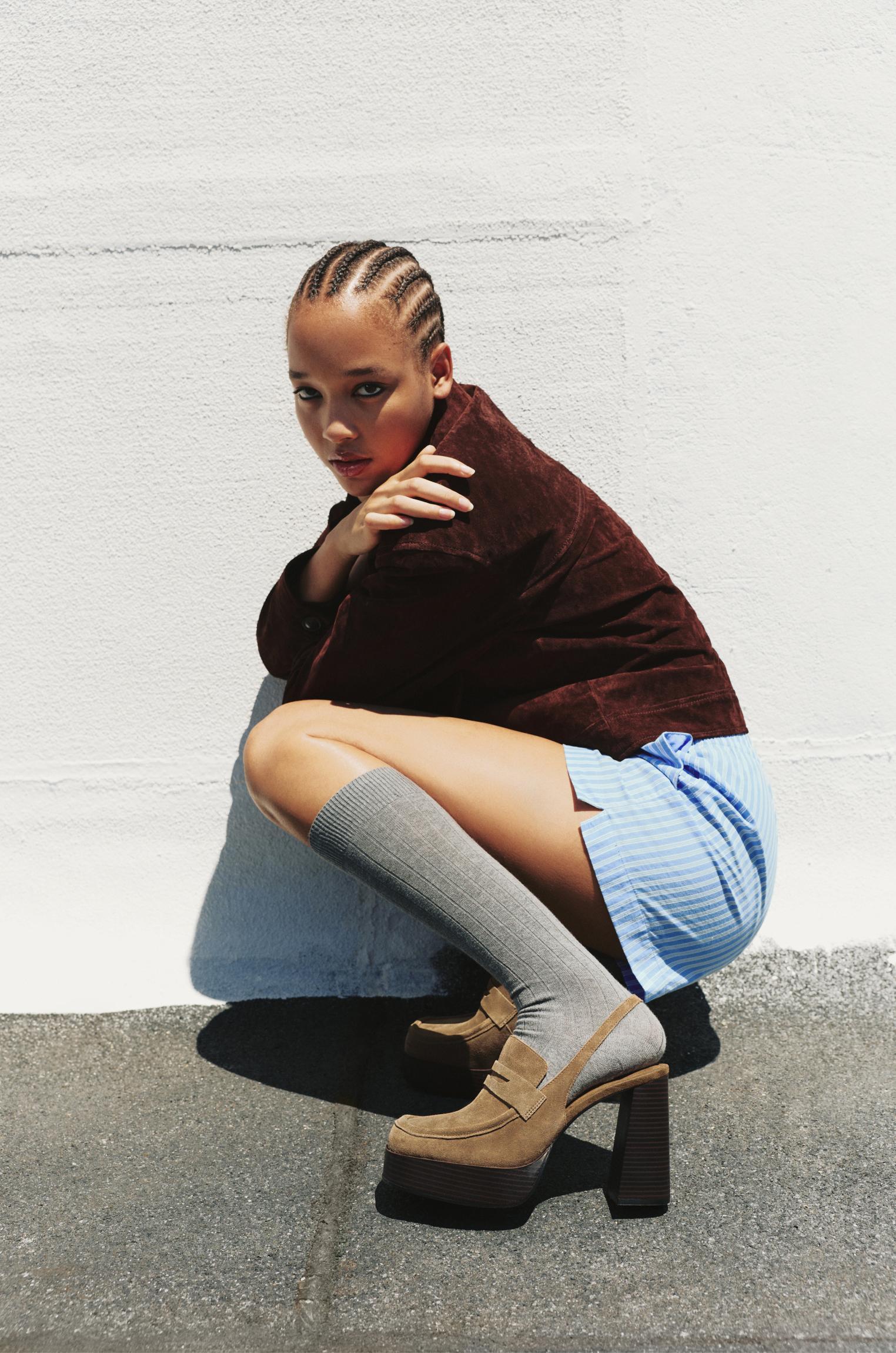 Leather platform loafers Product Image