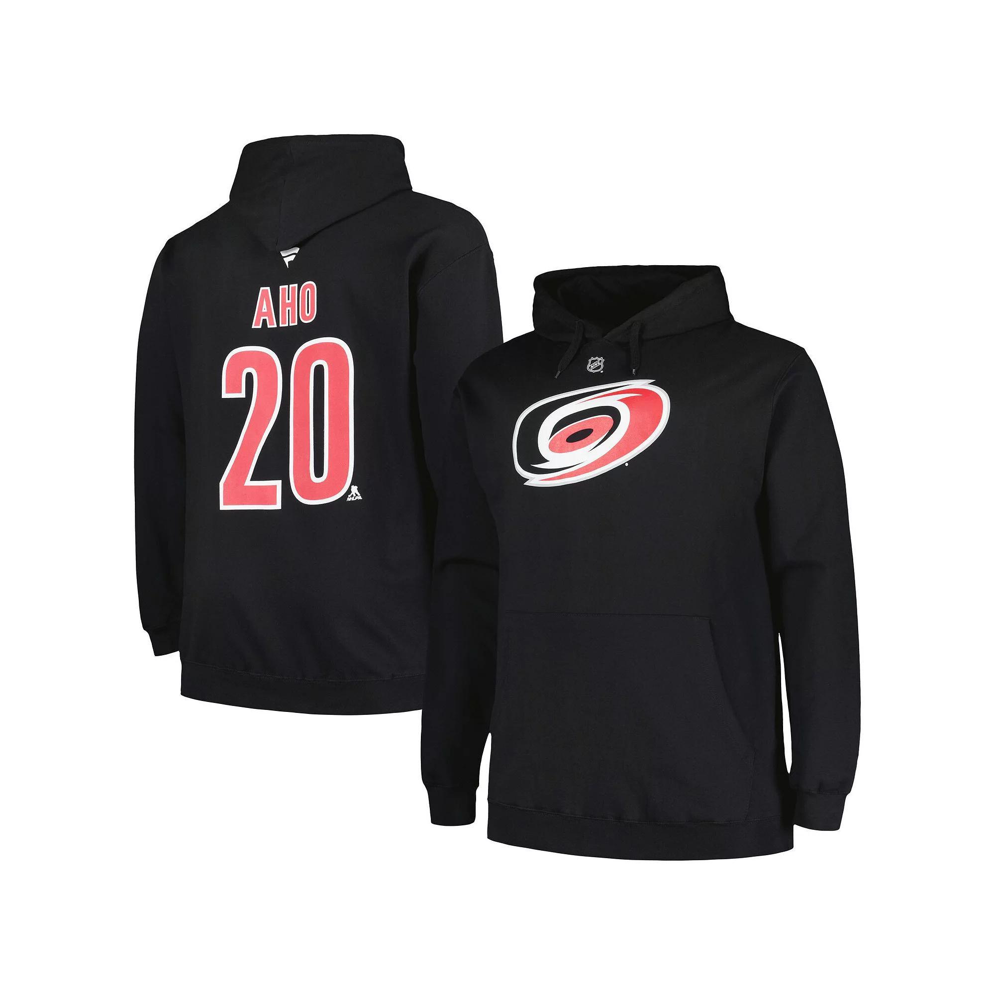 Men's Profile Sebastian Aho Black Carolina Hurricanes Big & Tall Name & Number Pullover Hoodie,  Product Image