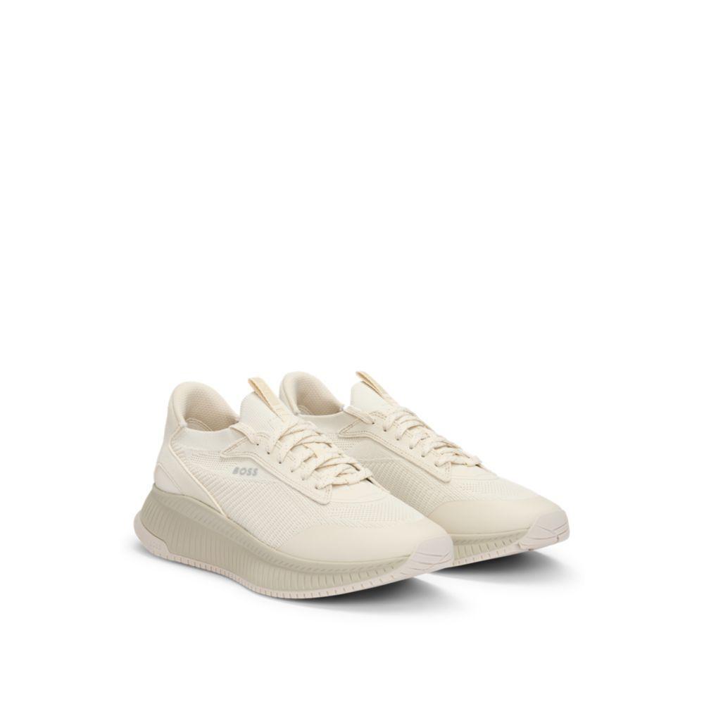 HUGO BOSS Ttnm Evo Trainers With Knitted Uppers In Light Beige Product Image