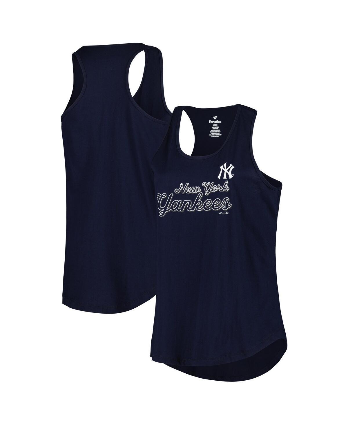 Womens New York Yankees Plus Size Scoop Neck Racerback Tank Top Blue Product Image