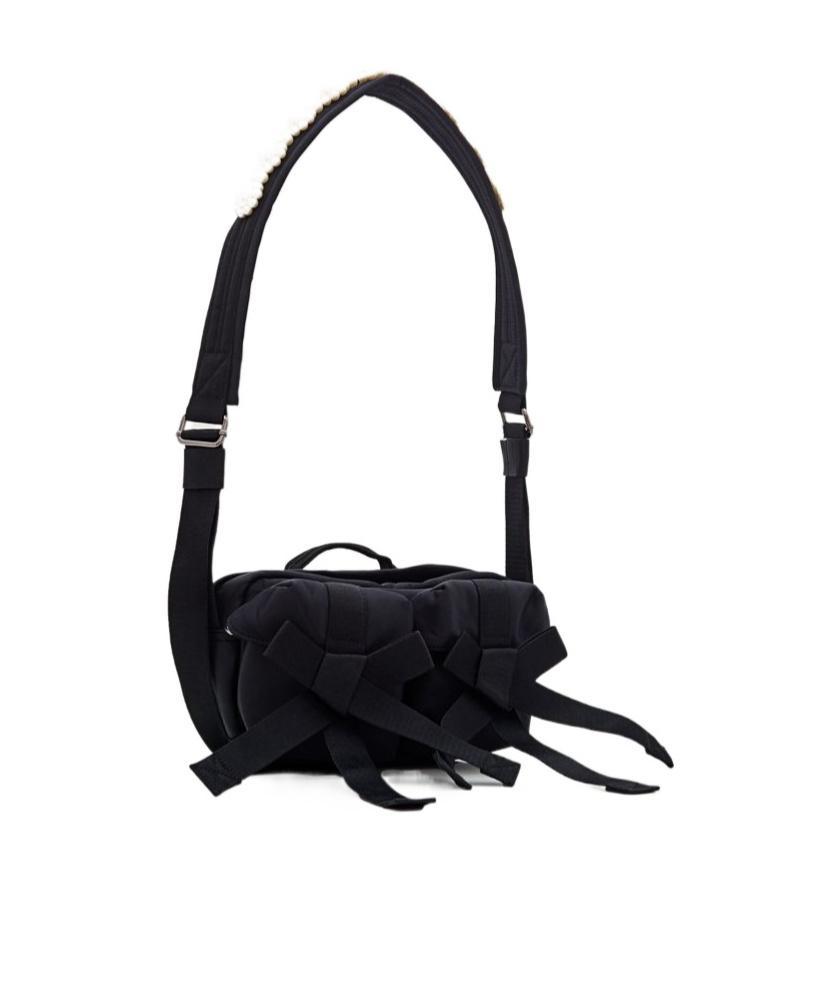 SIMONE ROCHA Bow-detail Faux Pearl-embellished Tote Bag In Black Product Image