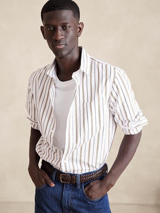 Standard-Fit Washed Cotton Poplin Shirt Product Image