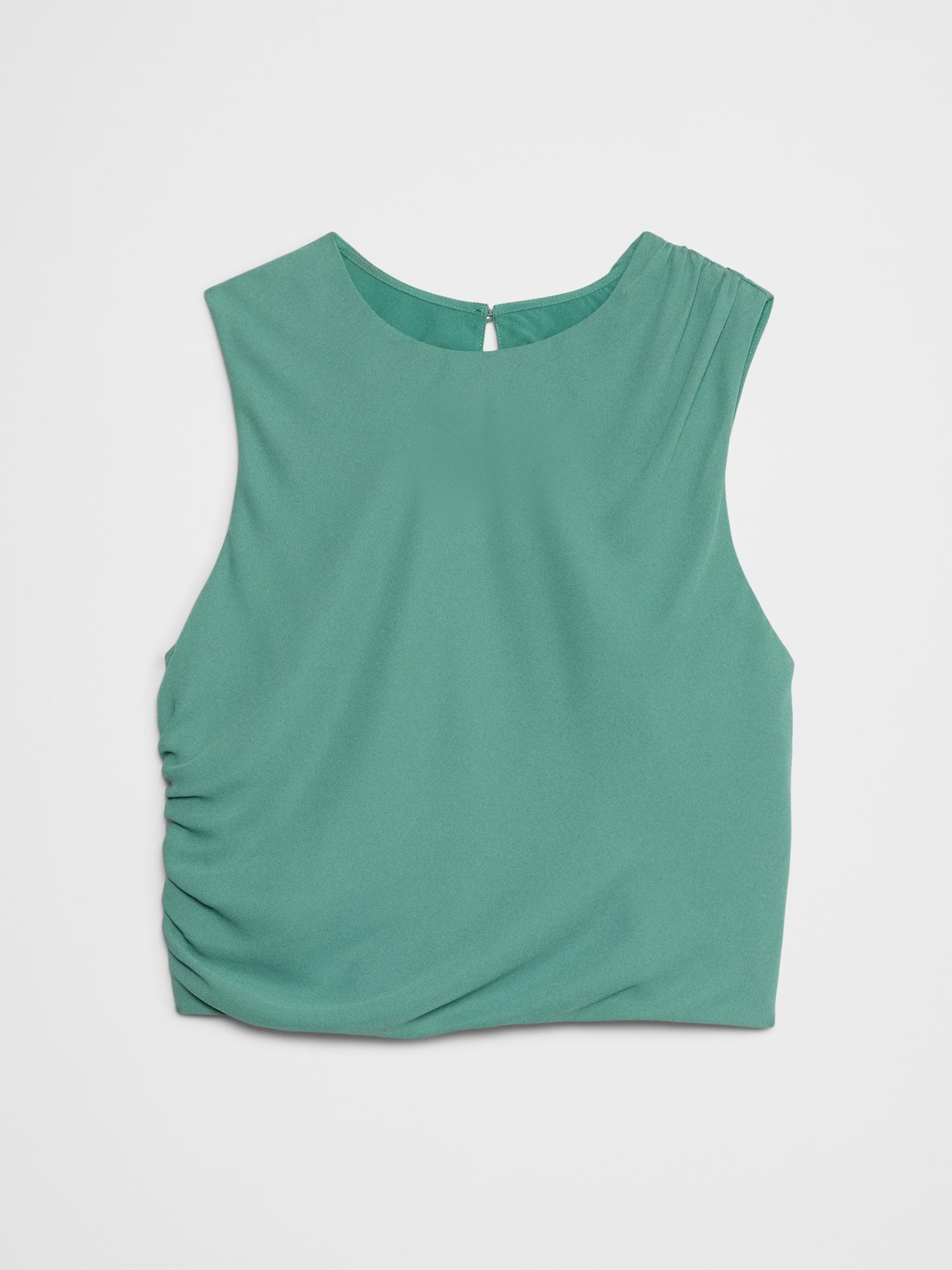 High-Neck Shirred Cropped Top Product Image