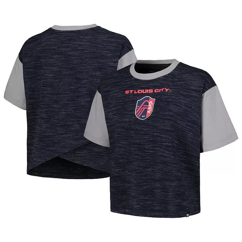 Women's 5th & Ocean by New Era Navy St. Louis City SC Athletic Cross Back Cropped T-Shirt,  Product Image