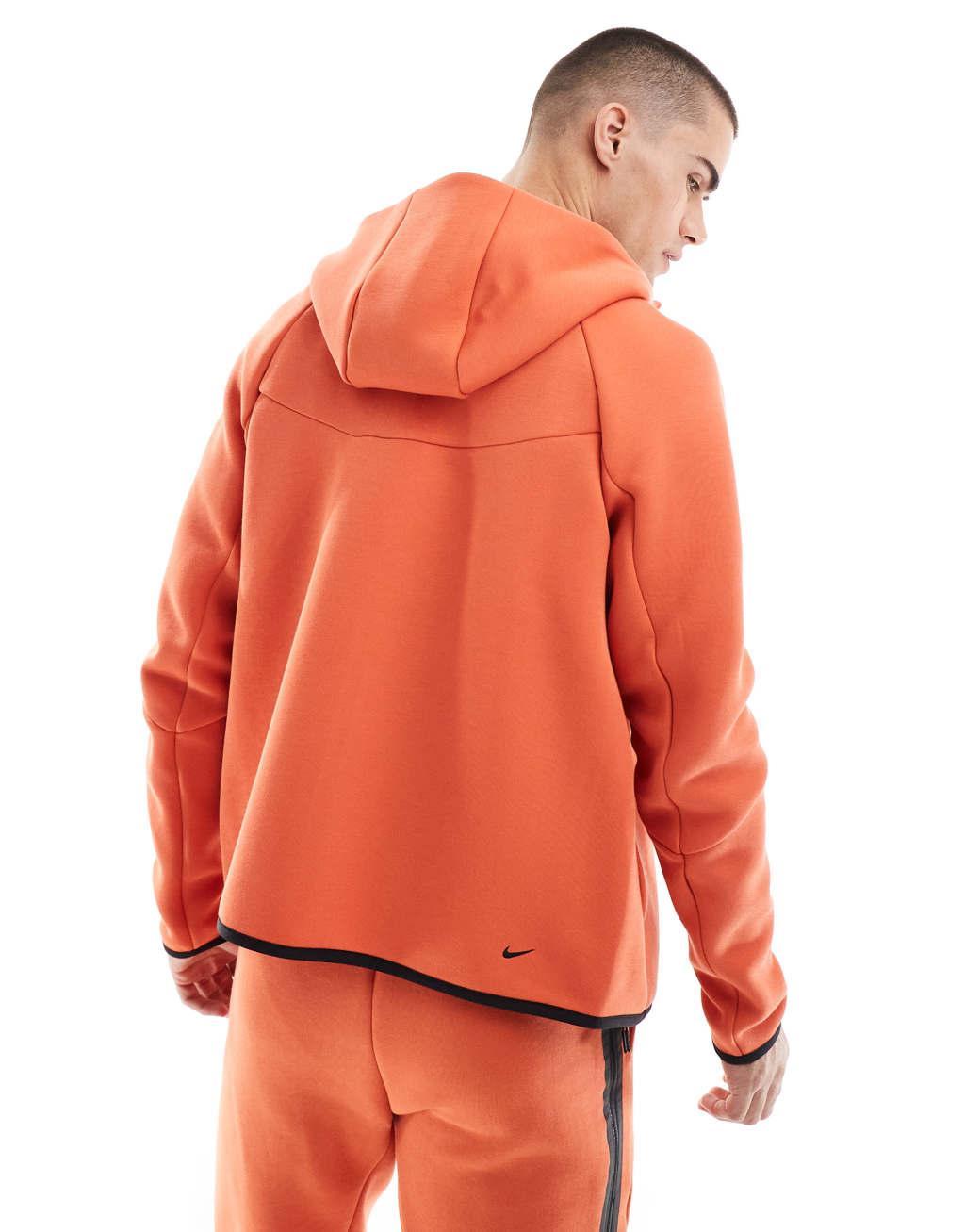 Nike Tech Fleece full zip hoodie in orange Product Image