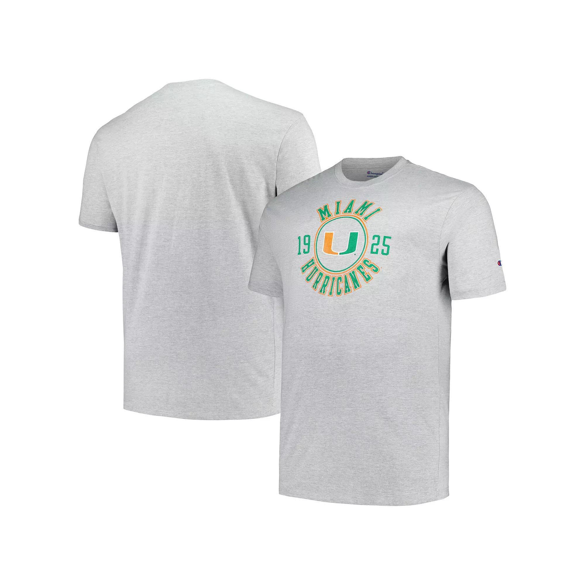 Men's Champion Heather Gray Miami Hurricanes Big & Tall Circle Logo T-Shirt, Size: 4XLT, Grey Product Image