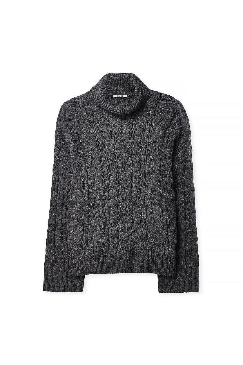Turtle Neck Knitted Cable Sweater Product Image