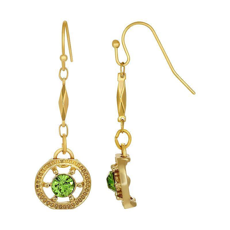 1928 Gold Tone Drop Earring, Womens, Green Product Image