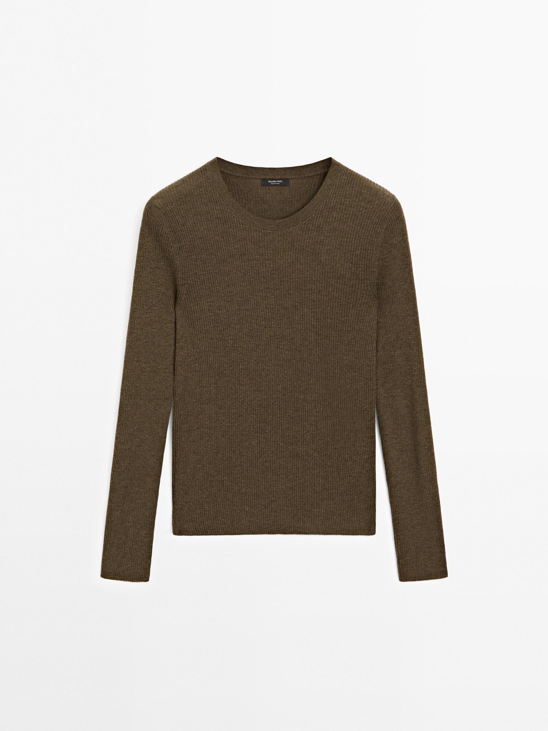 Ribbed knit wool blend sweater Product Image