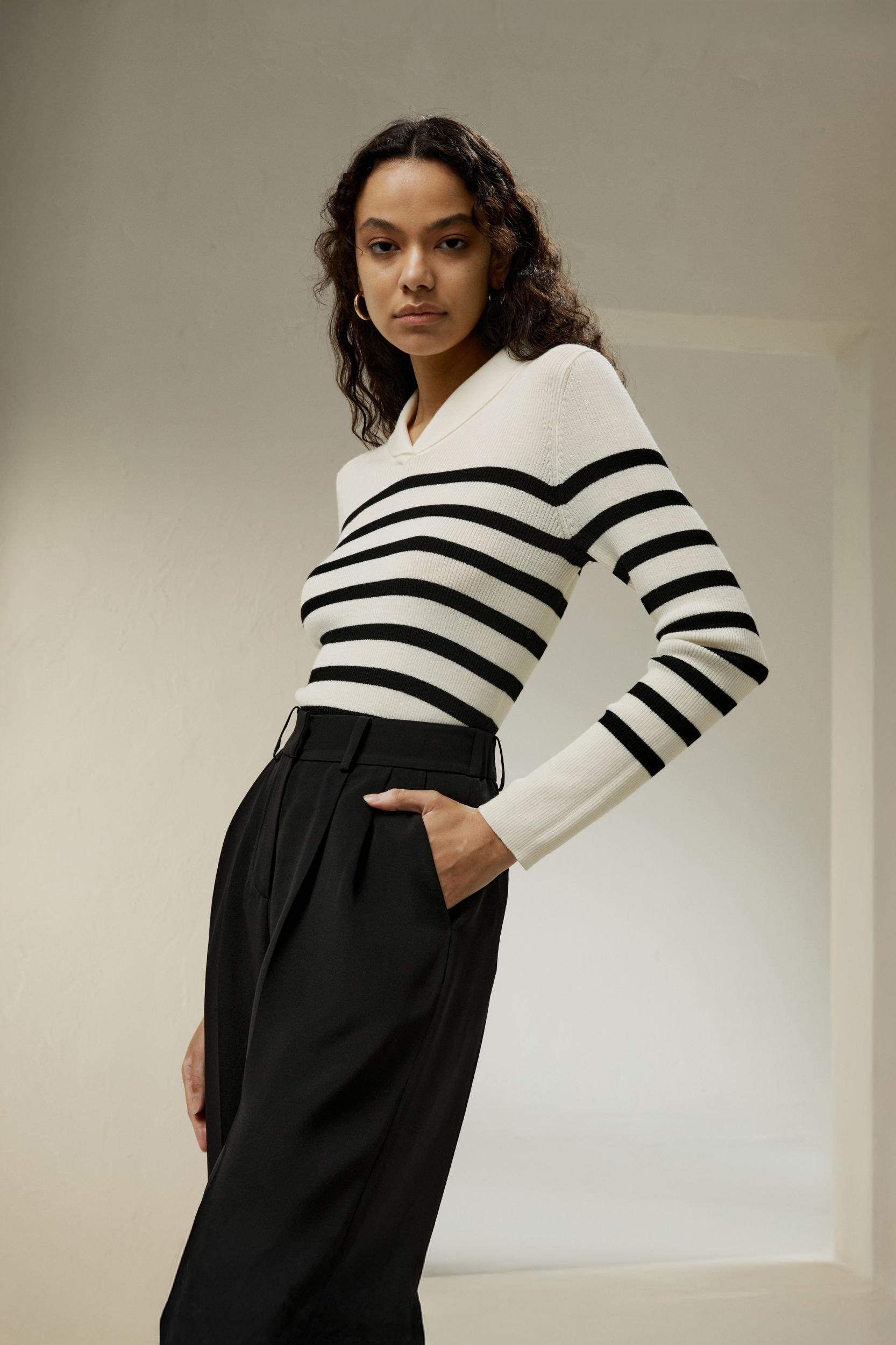 Striped Ultra-fine Merino Wool Sweater Product Image