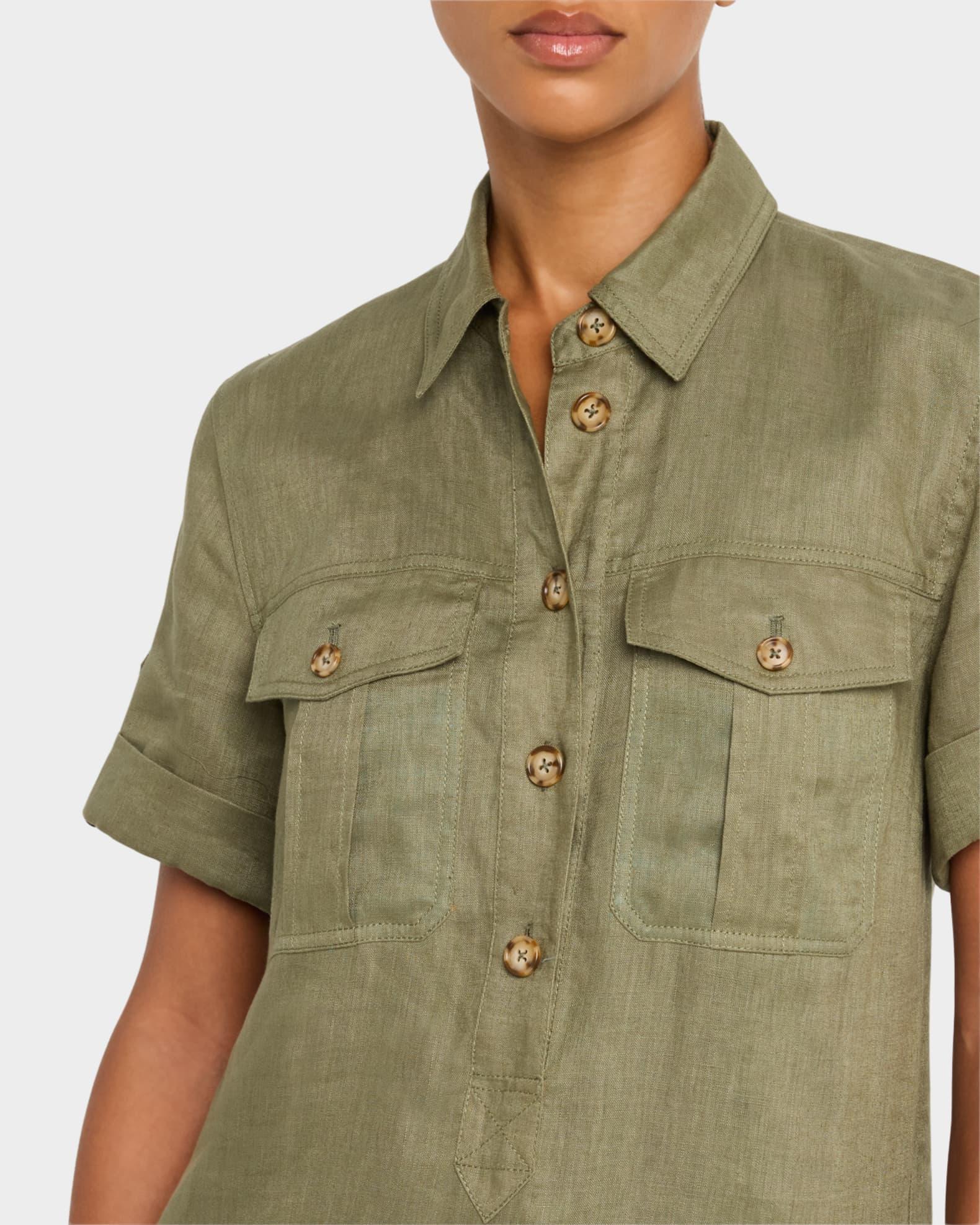 Lucca Short-Sleeve Linen Shirtdress Product Image