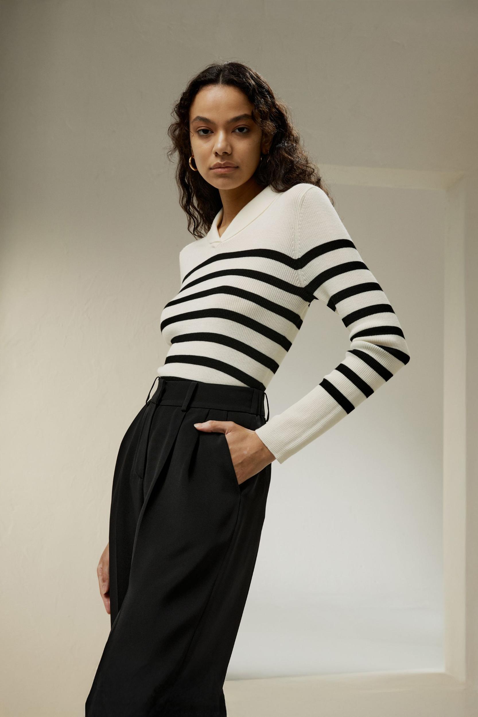 Striped Ultra-fine Merino Wool Sweater Product Image