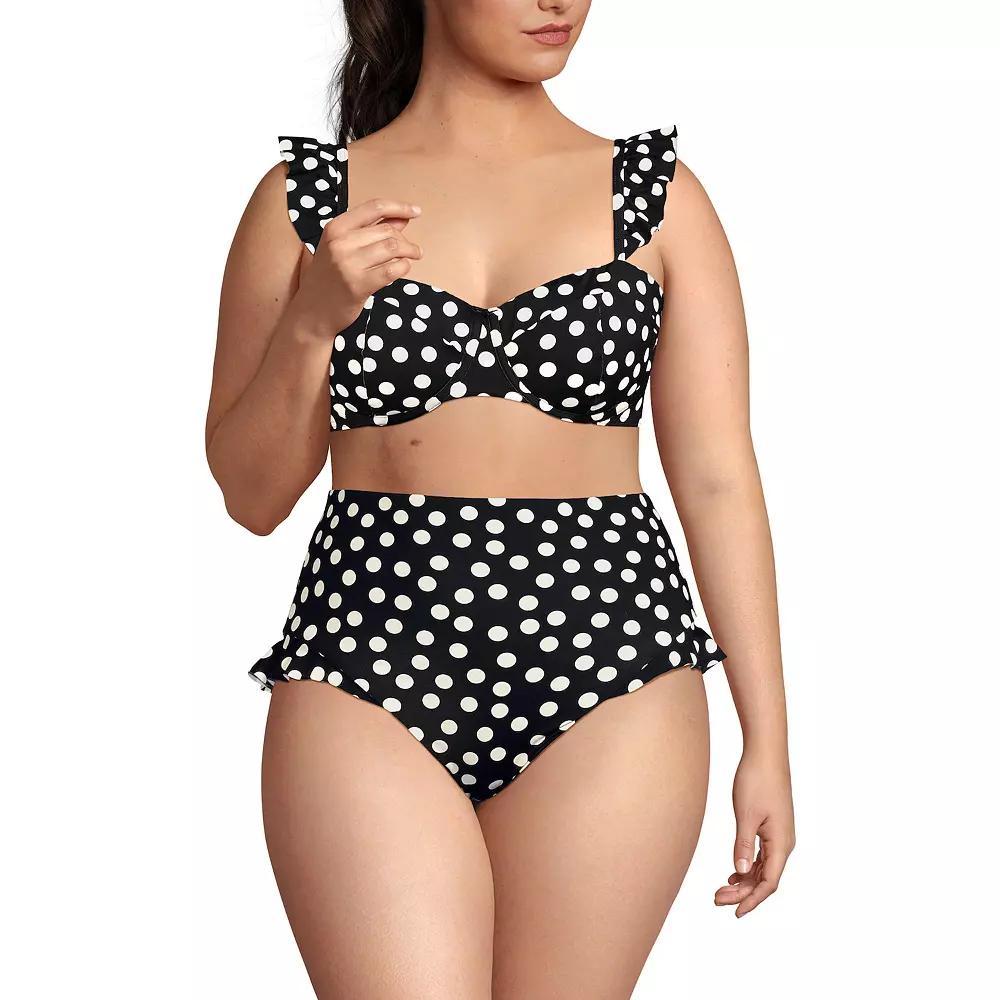 Plus Size Lands' End Balconnette Underwire Bikini Swim Top, Women's, Size: 20 W, Black White Dots Product Image
