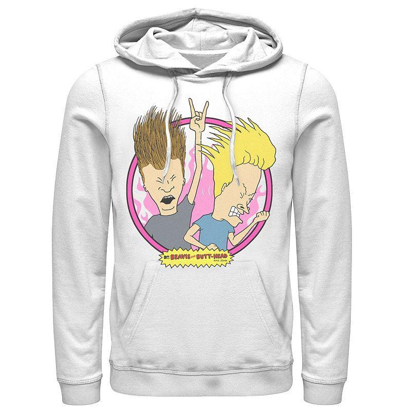 Mens Beavis And Butthead Rock N Roll Circle Portrait Hoodie Product Image