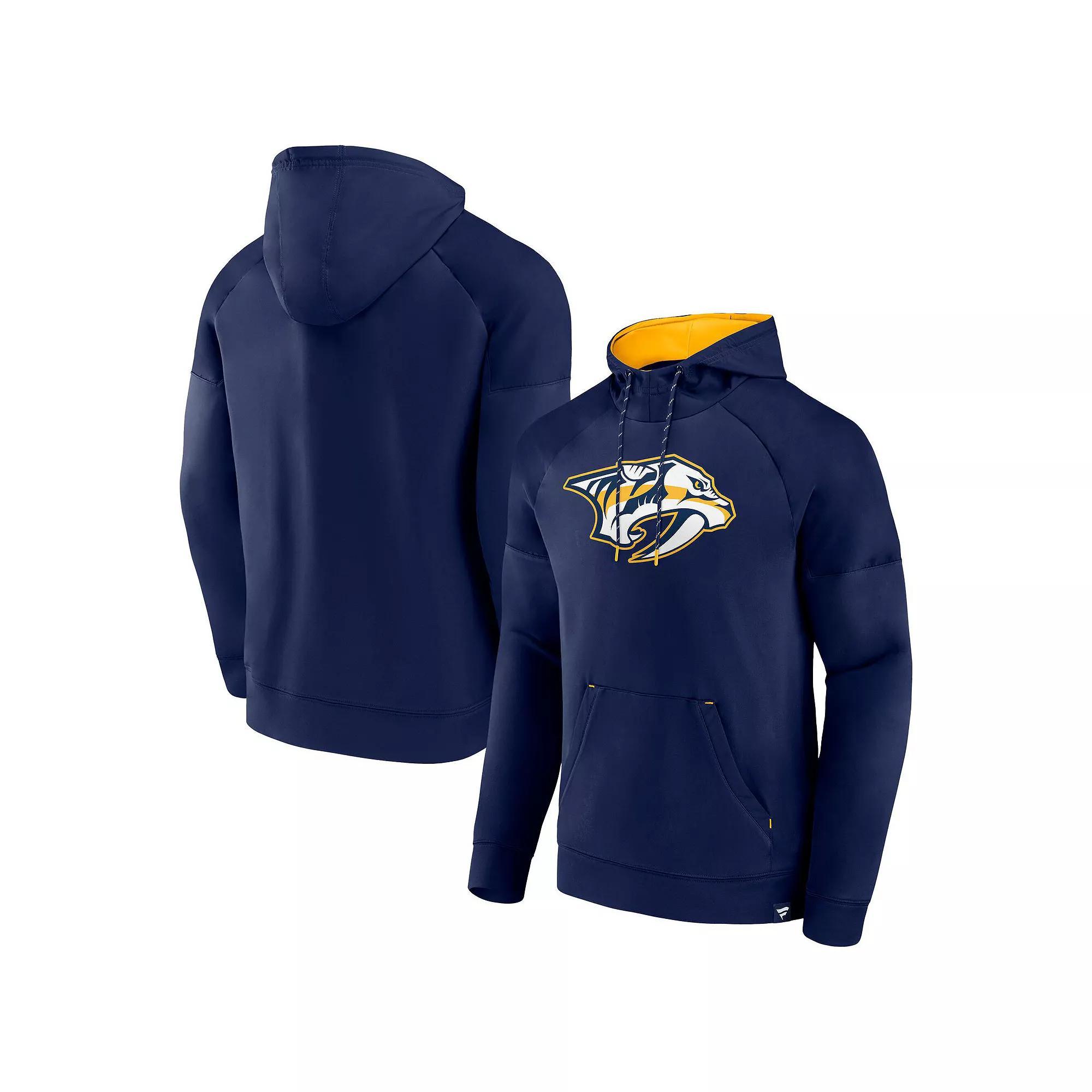 Men's Fanatics  Navy Nashville Predators Iconic Defender Raglan Pullover Hoodie, Size: XL, Pdt Blue Product Image