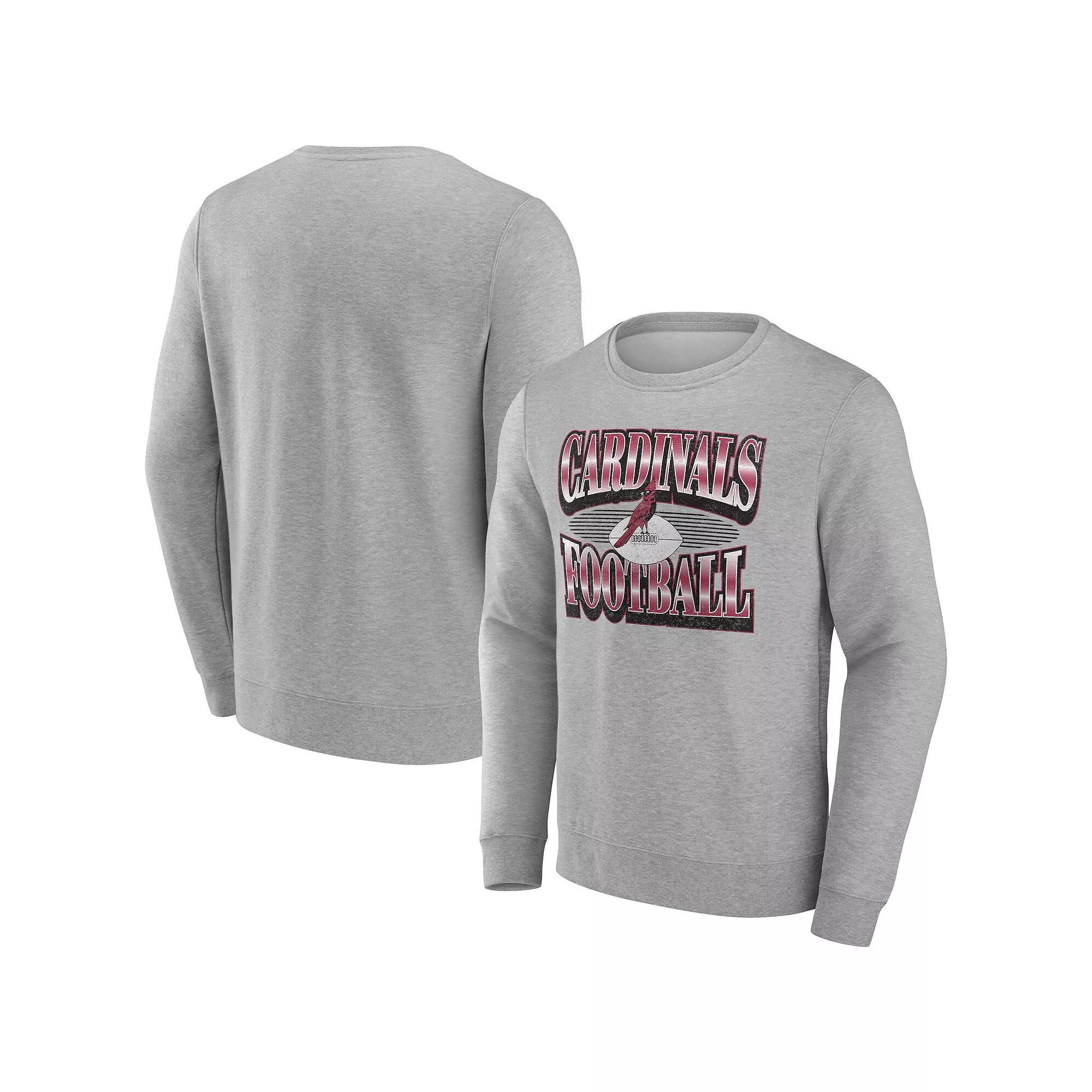 Men's Fanatics Heather Gray Arizona Cardinals Chance Throwback Fleece Pullover Sweatshirt,  Product Image