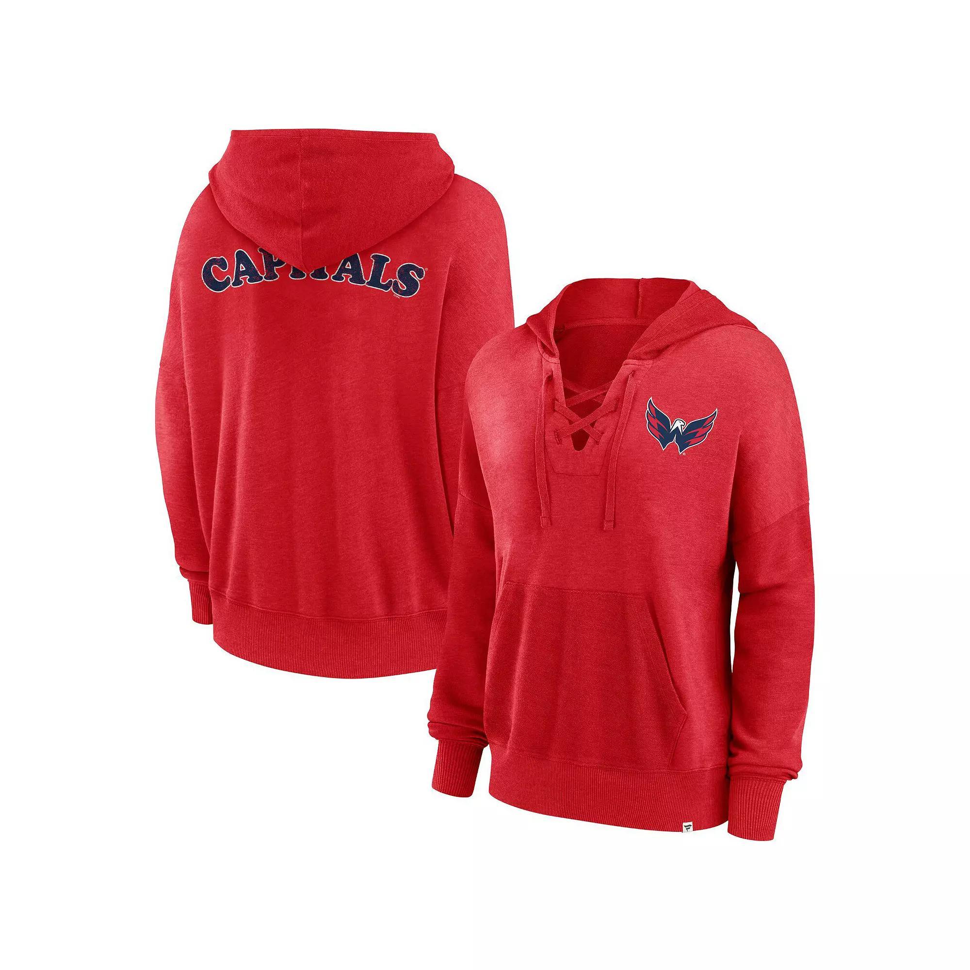 Women's Fanatics Red Washington Capitals Breakout Lace-Up Pullover Hoodie, Size: Medium Product Image