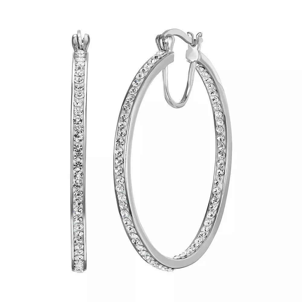 Chrystina Crystal Hoop Earrings, Women's, Silver Tone Product Image