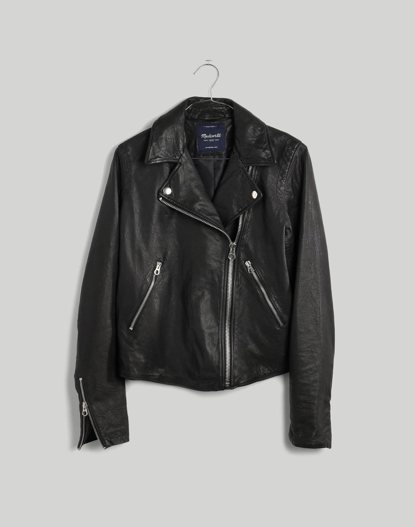 The Washed Leather Motorcycle Jacket Product Image