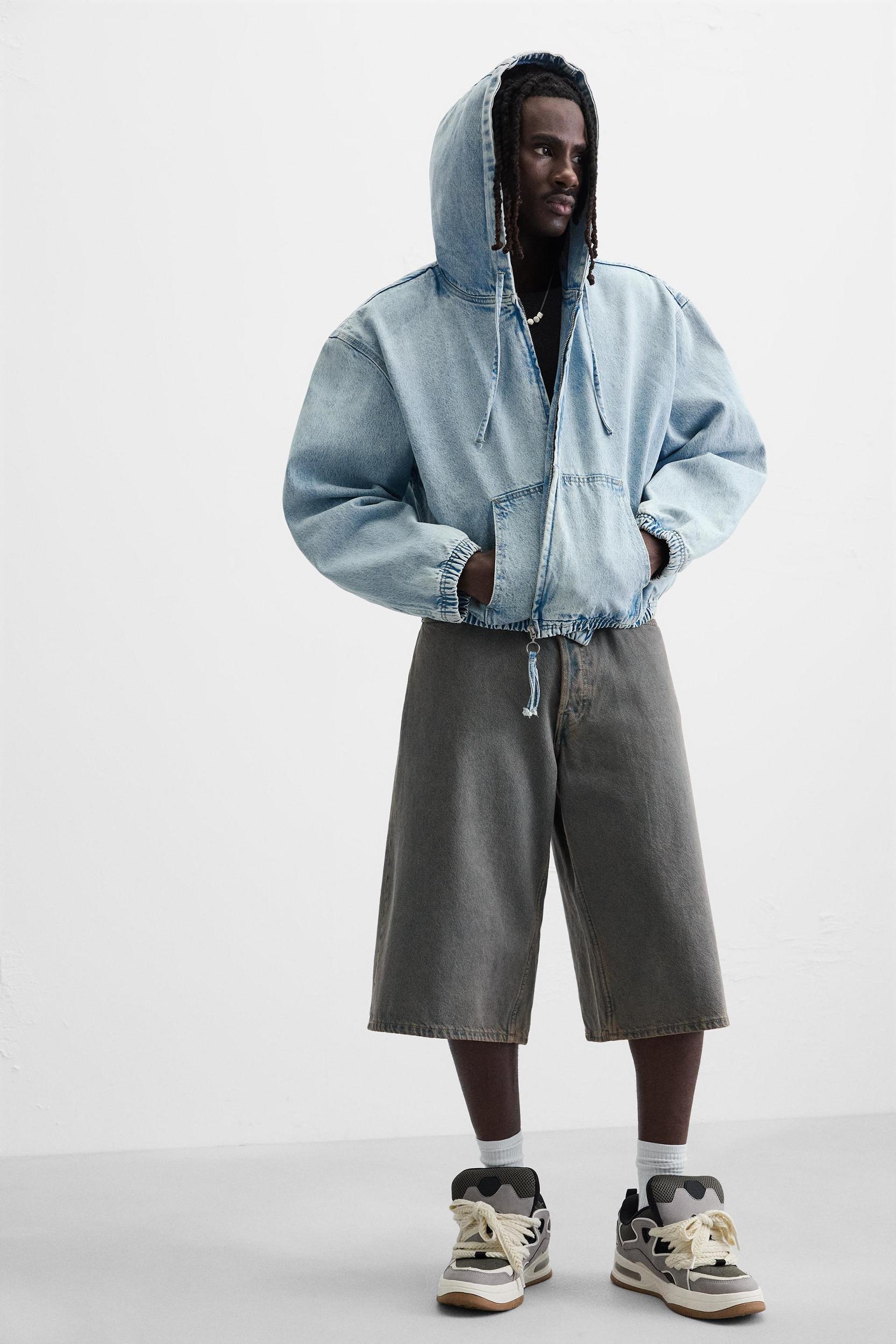 HOODED DENIM JACKET Product Image