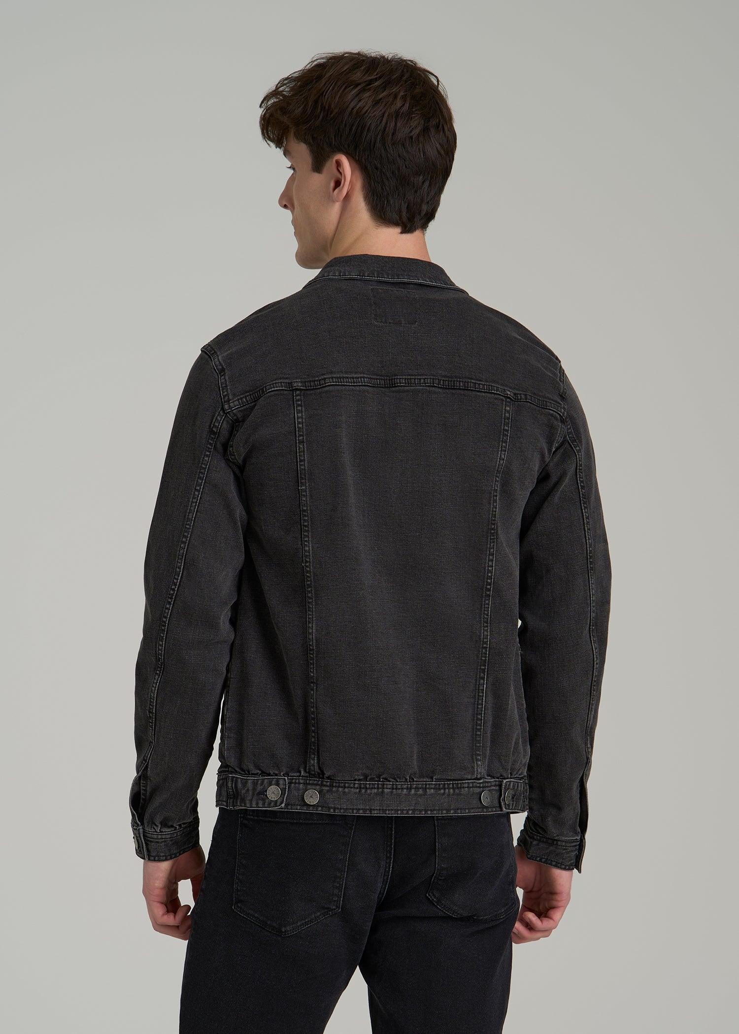 Denim Trucker Jacket for Tall Men in Washed Black Male Product Image