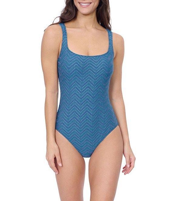 Profile By Gottex Blend Texture Scoop Neck Open Back Tummy Control One Piece Swimsuit Product Image