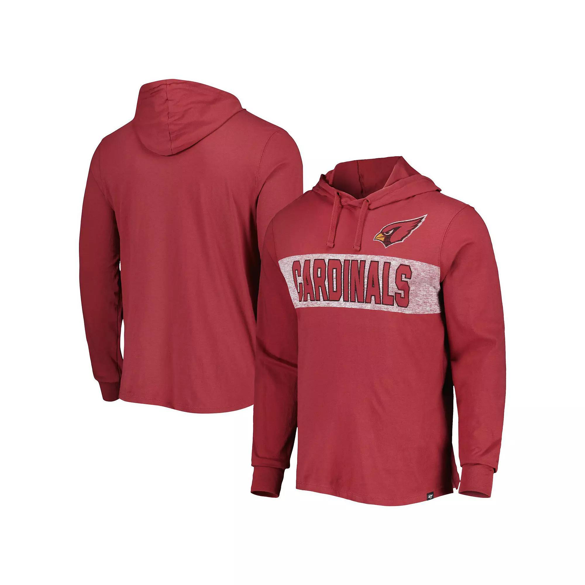 Men's '47 Cardinal Arizona Cardinals Field Franklin Hooded Long Sleeve T-Shirt,  Product Image