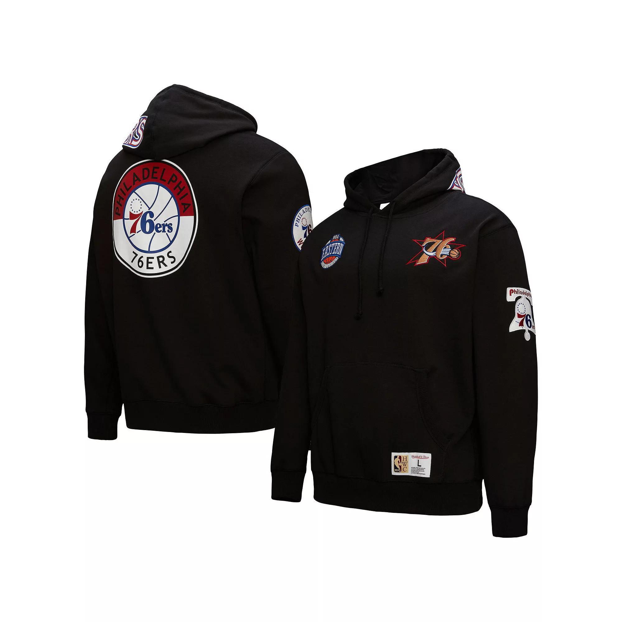 Men's Mitchell & Ness Black Philadelphia 76ers Hardwood Classics Blackout Collection Pullover Hoodie,  Product Image