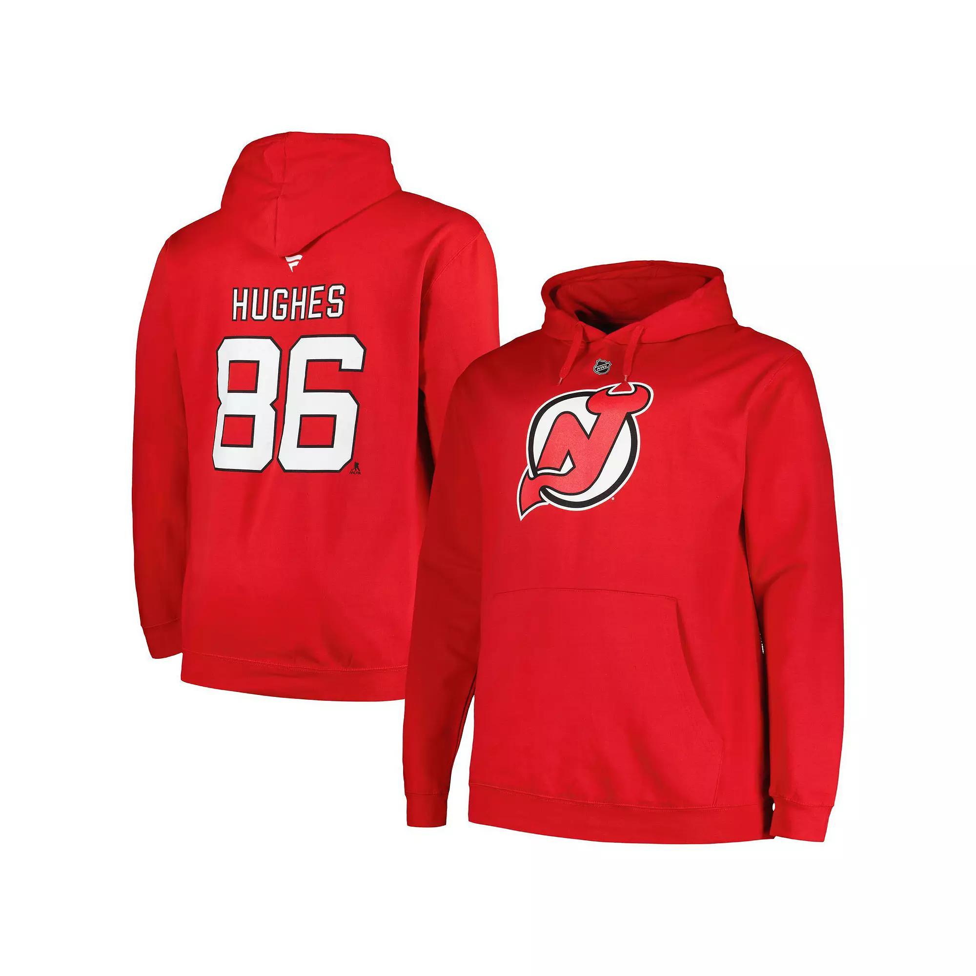 Men's Profile Jack Hughes Red New Jersey Devils Big & Tall Name & Number Pullover Hoodie,  Product Image