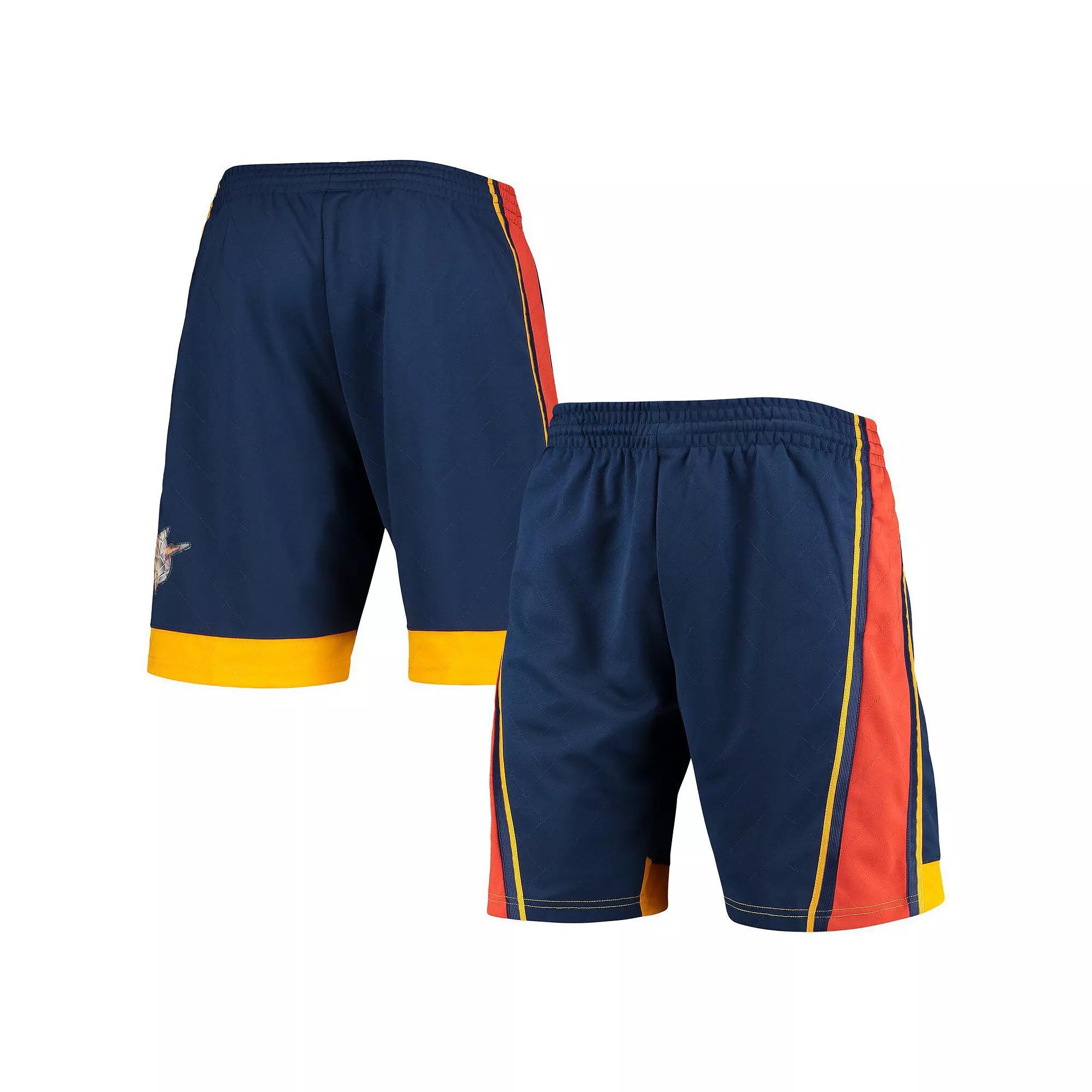Men's Mitchell & Ness Navy Golden State Warriors 2009 Hardwood Classics 75th Anniversary Swingman Shorts,  Product Image