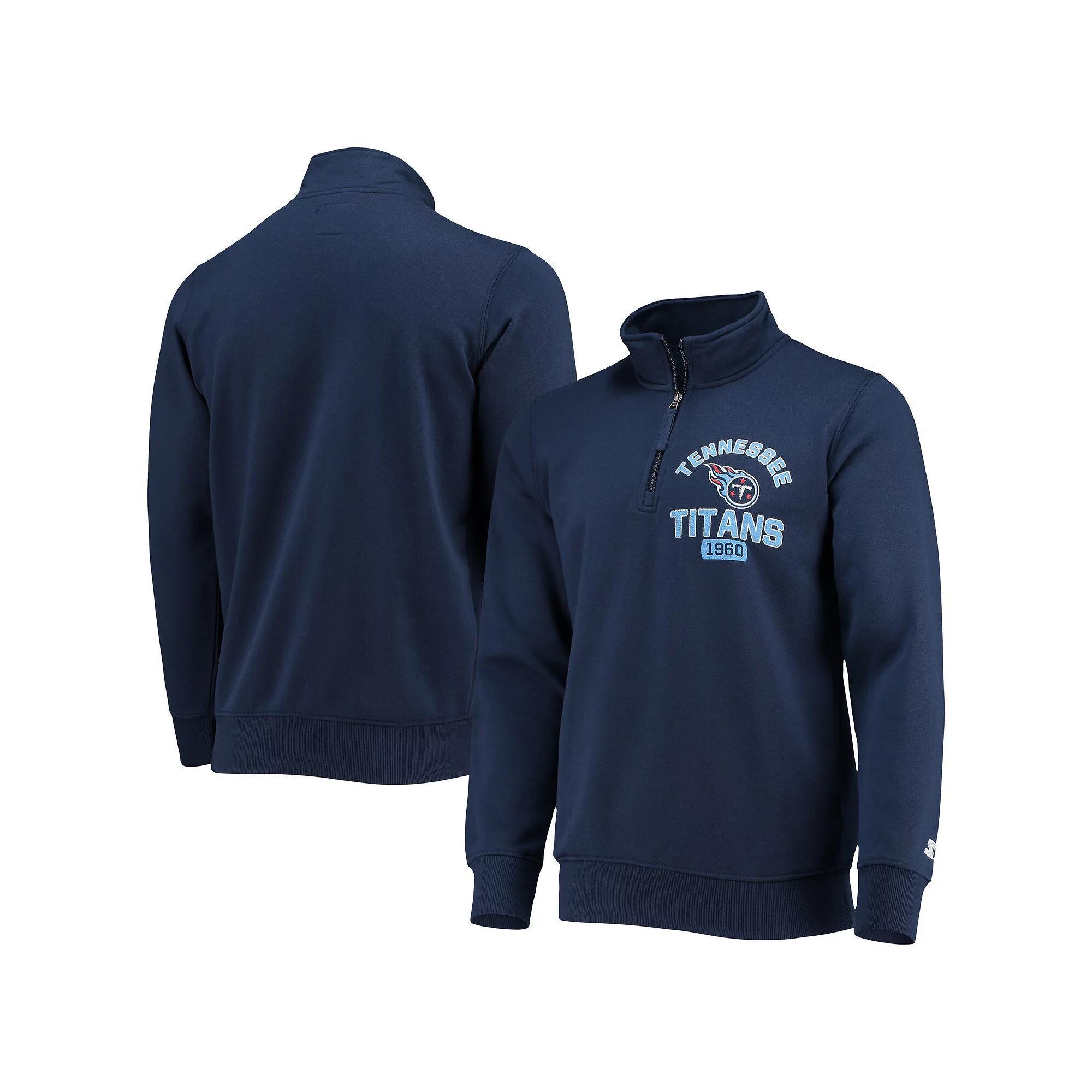 Men's Starter Navy Tennessee Titans Heisman Quarter-Zip Jacket,  Product Image