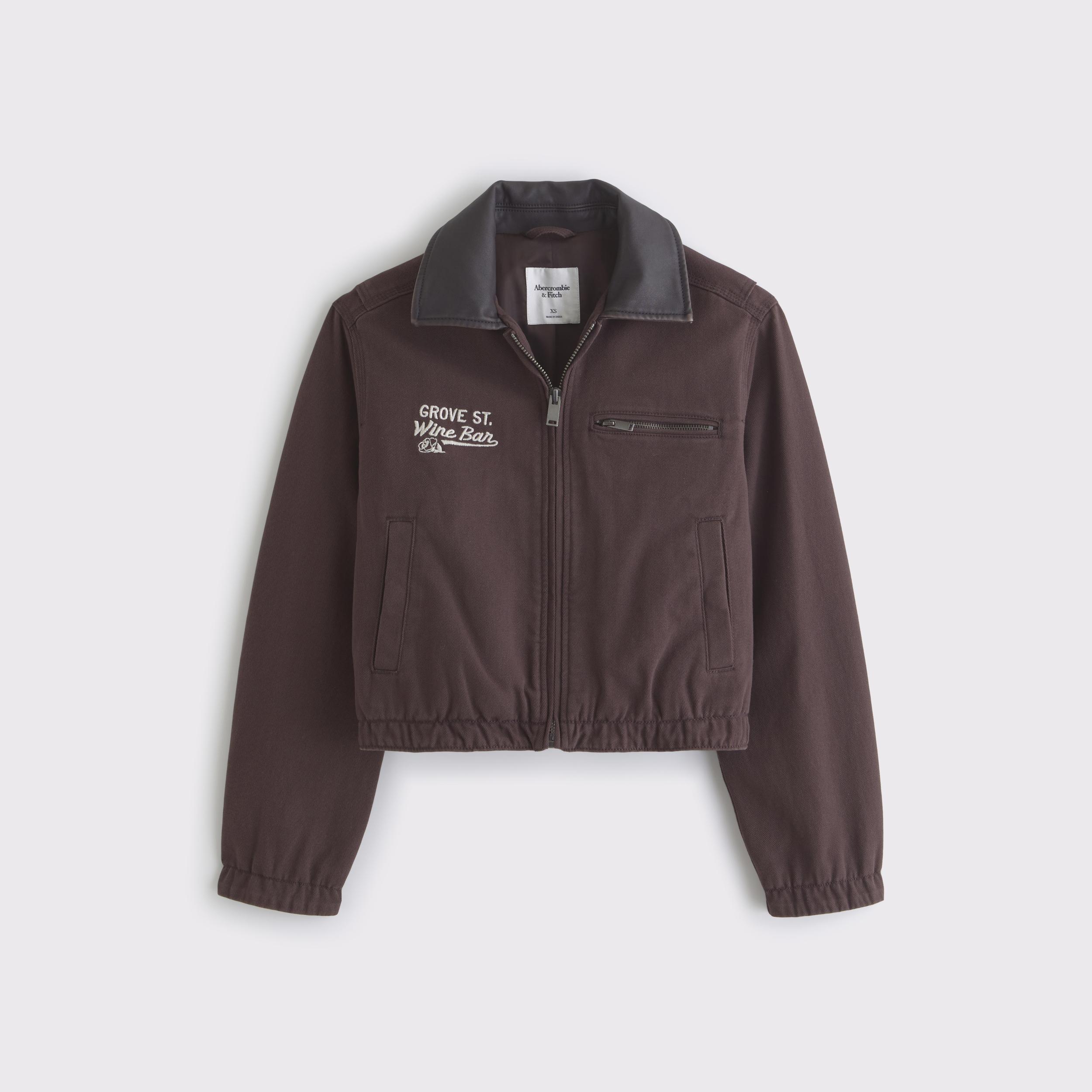Cropped Twill Trucker Jacket Product Image