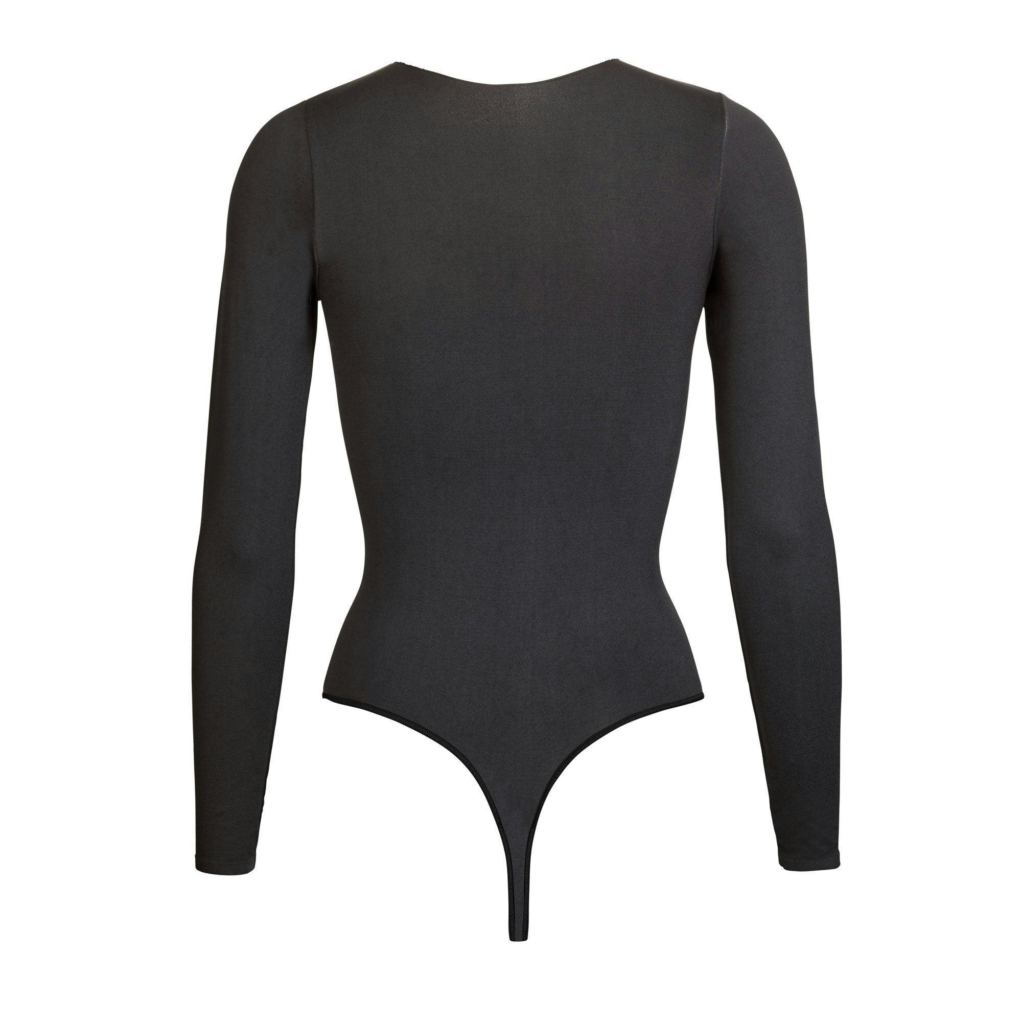 ESSENTIAL CREW NECK LONG SLEEVE BODYSUIT | ONYX Product Image