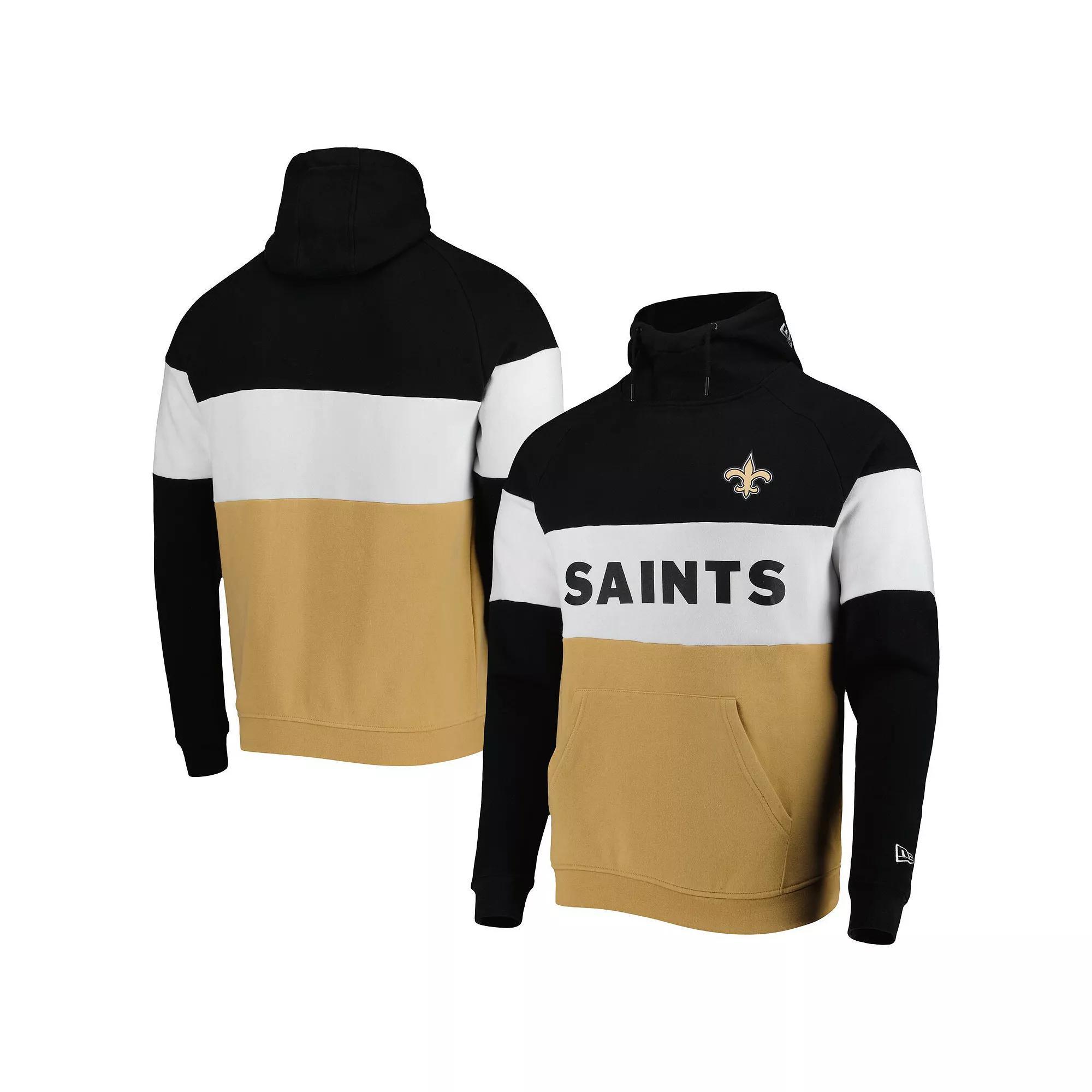 Men's New Era Gold/Black New Orleans Saints Colorblock Current Pullover Hoodie, Size: Large Product Image