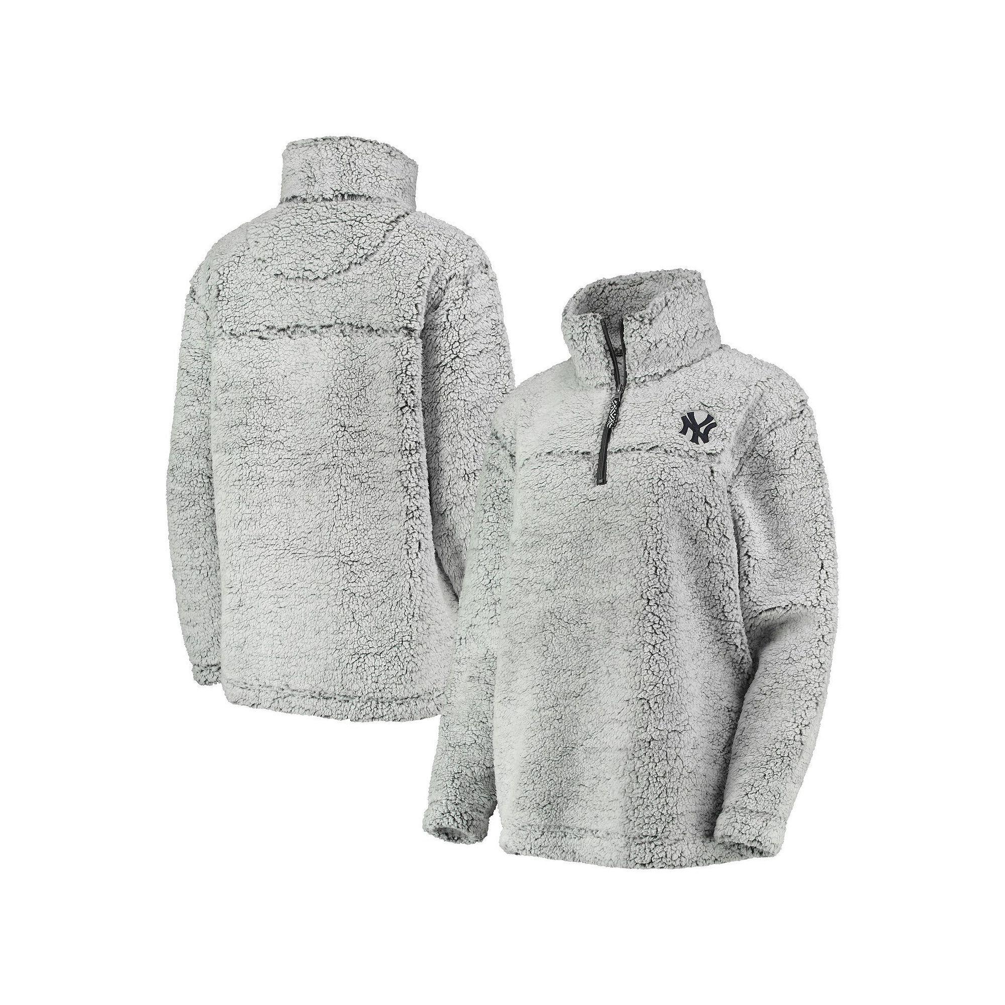 Women's G-III 4Her by Carl Banks Gray New York Yankees Sherpa Quarter-Zip Pullover Jacket, Size: Small, Grey Product Image