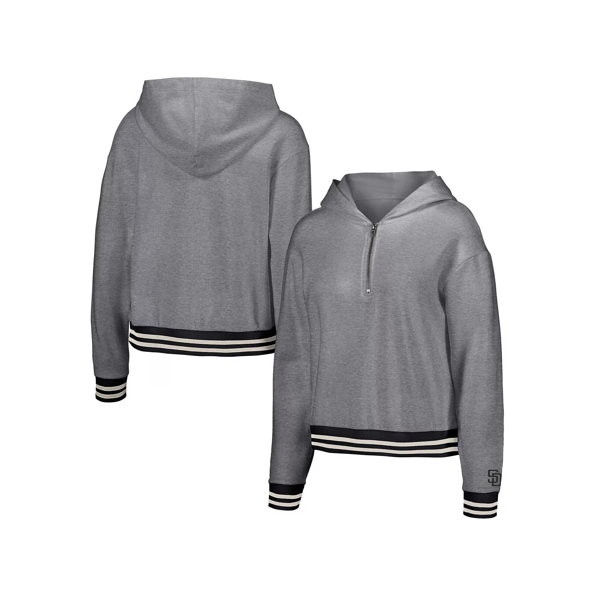 Women's Lusso Gray San Diego Padres Magnolia Tri-Blend Quarter-Zip Hoodie,  Product Image