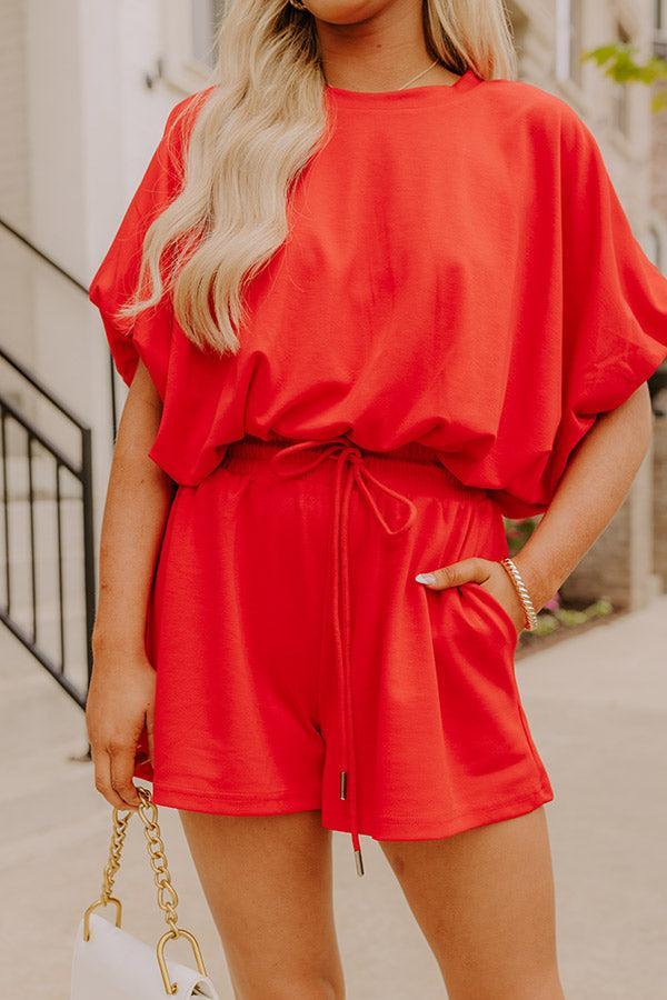 Everyday Chic High Waist Shorts in Red Product Image